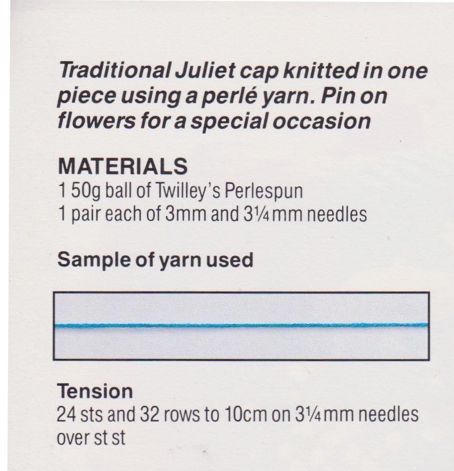 GIRLSCAP - GIRL'S JULIET CAP IN DK - PDF KNITTING PATTERN