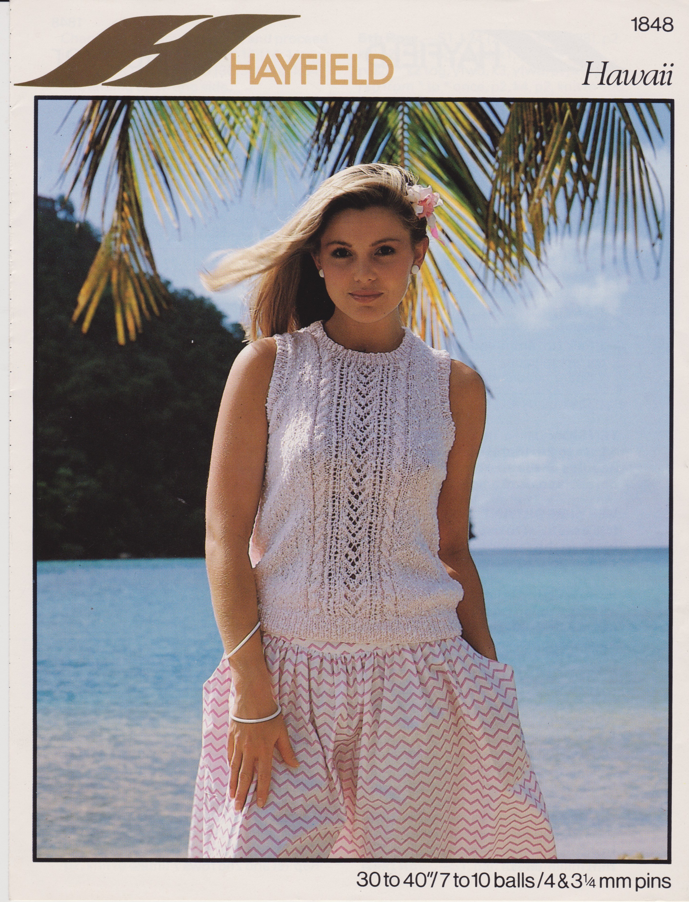 HAYFIELD1848 - WOMAN'S SLEEVELESS LACY PATTERN TOP IN DK - PDF KNITTING PATTERN