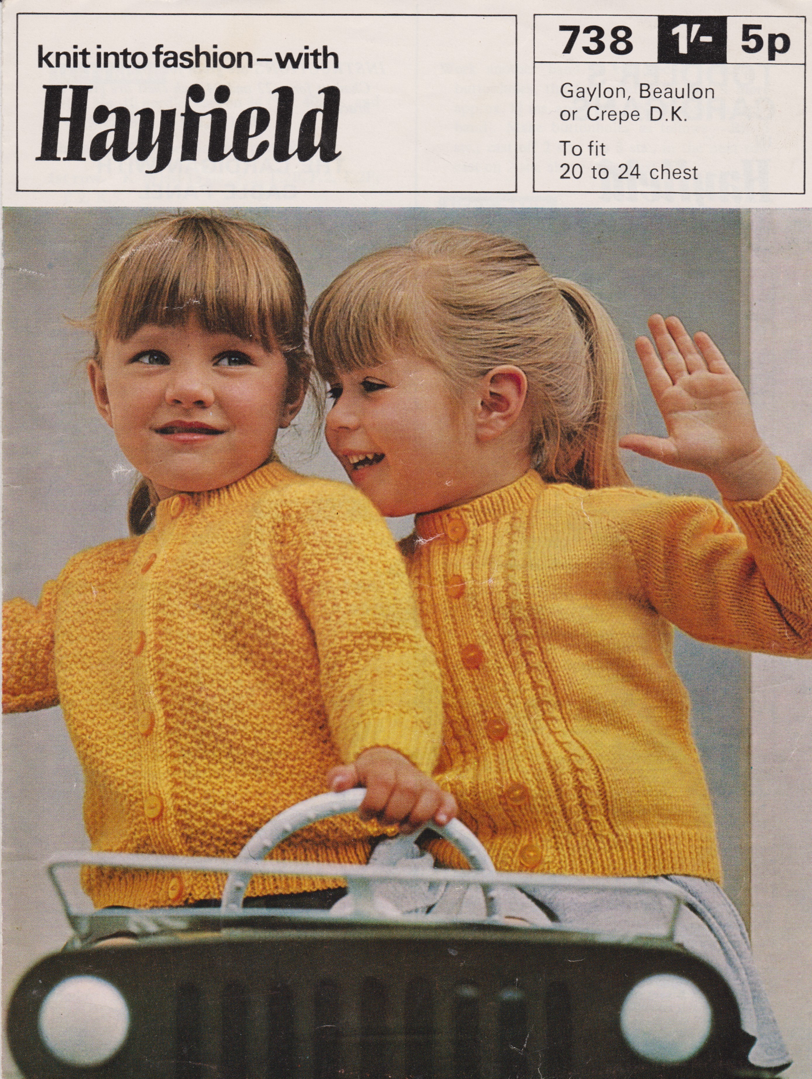HAYFIELD738 - GIRL'S CARDIGAN KNITTING PATTERN PDF