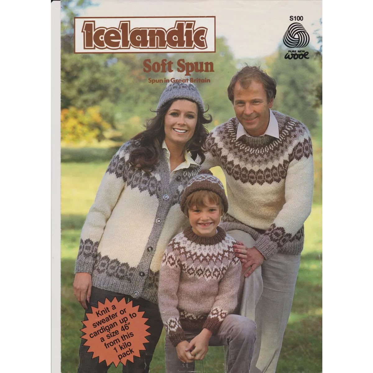ICELANDICS100 - ADULT AND CHILD FAIR ISLE PATTERN CARDIGAN, SWEATER AND HAT - PDF KNITTING PATTERN