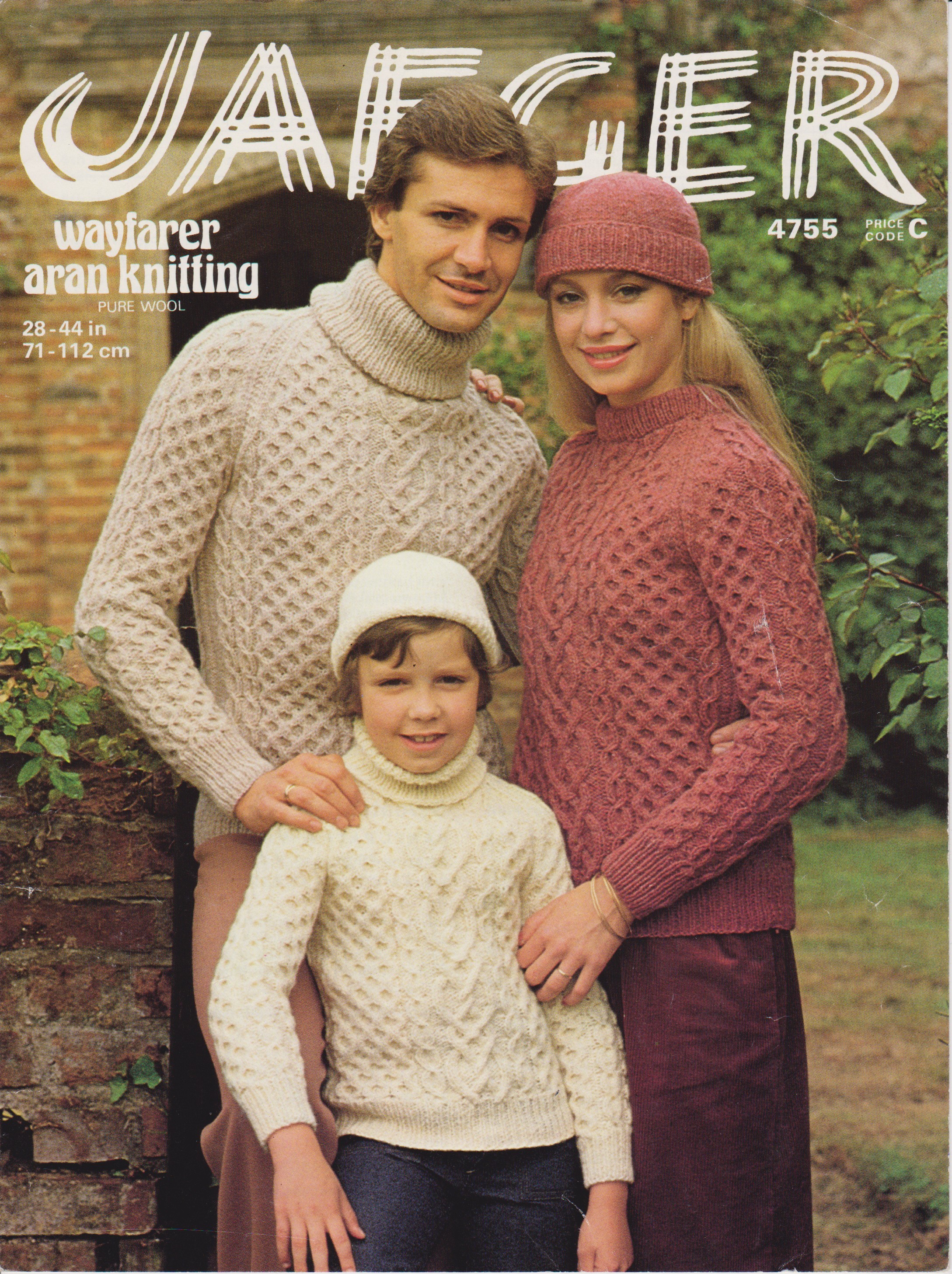JAEGER4755 - ADULT AND CHILD CABLE SWEATERS AND HATS IN ARAN - PDF KNITTING PATTERN