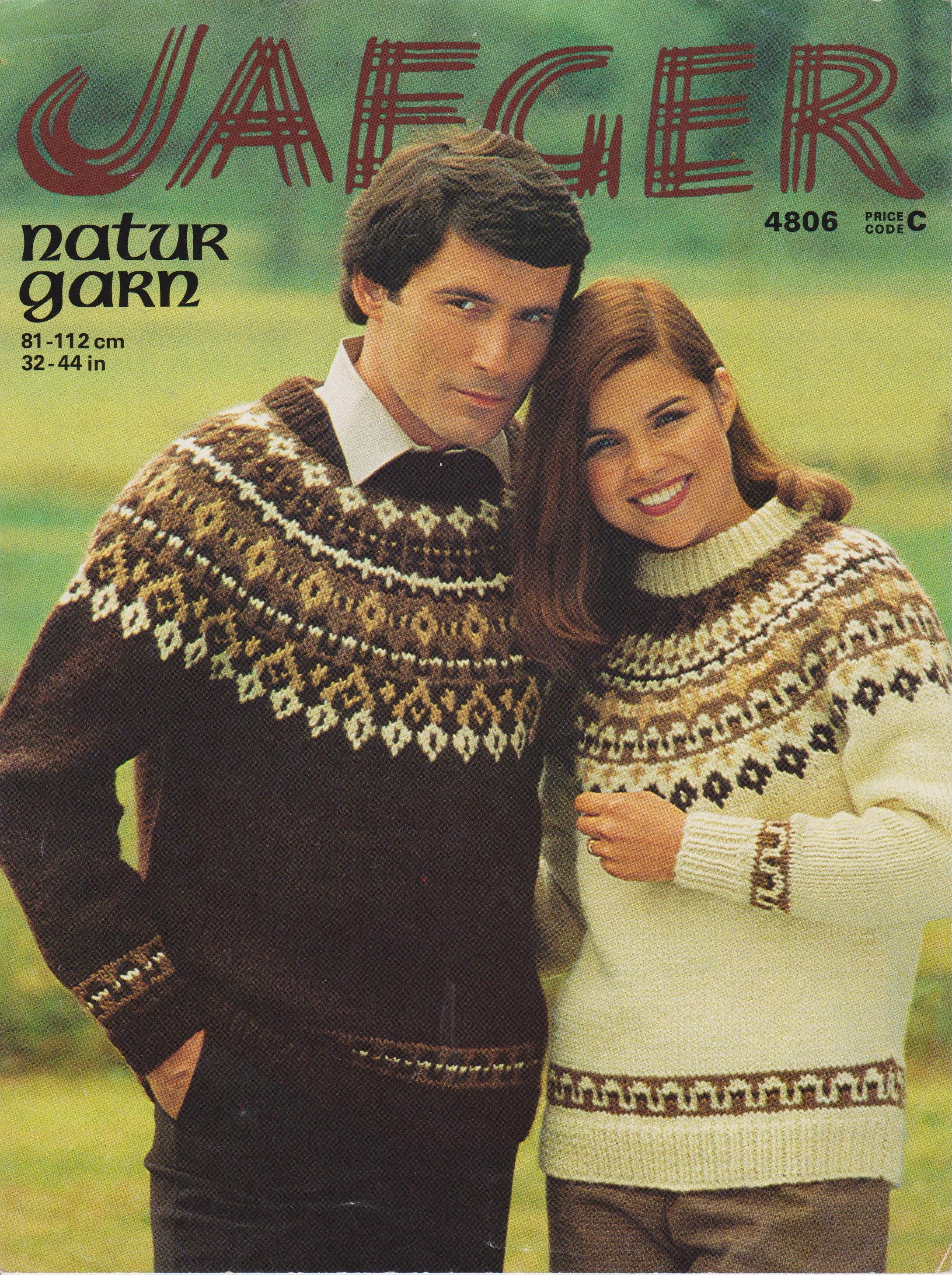JAEGER4806 - UNISEX FAIR ISLE PATTERN SWEATERS IN NATURGARN - PDF KNITTING PATTERN