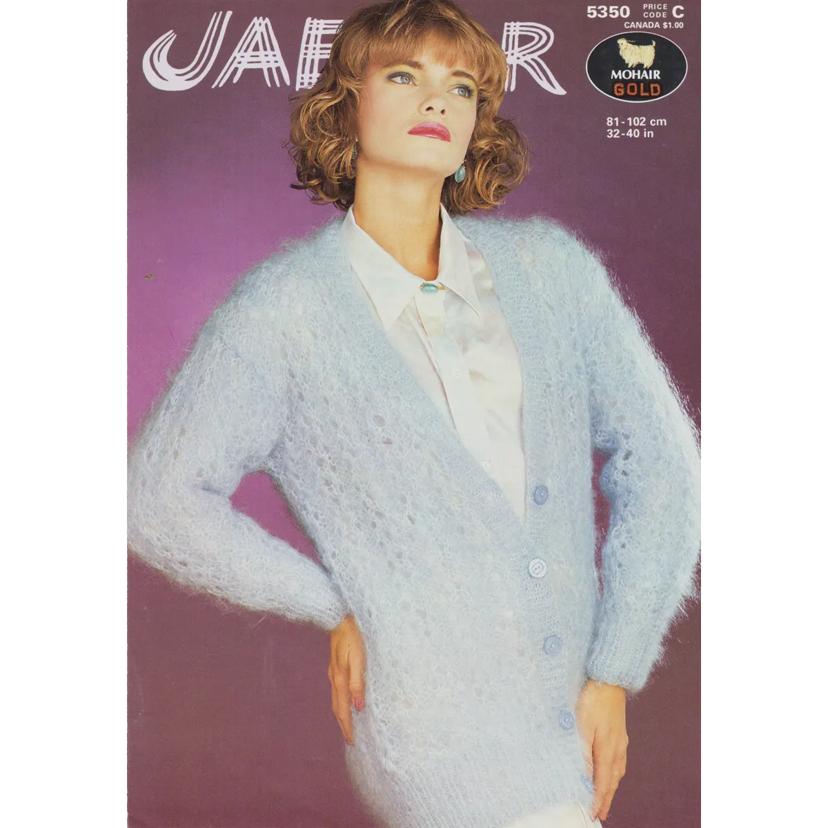 JAEGER5350 - WOMAN'S LACY DESIGN V-NECK CARDIGAN IN MOHAIR - PDF KNITTING PATTERN