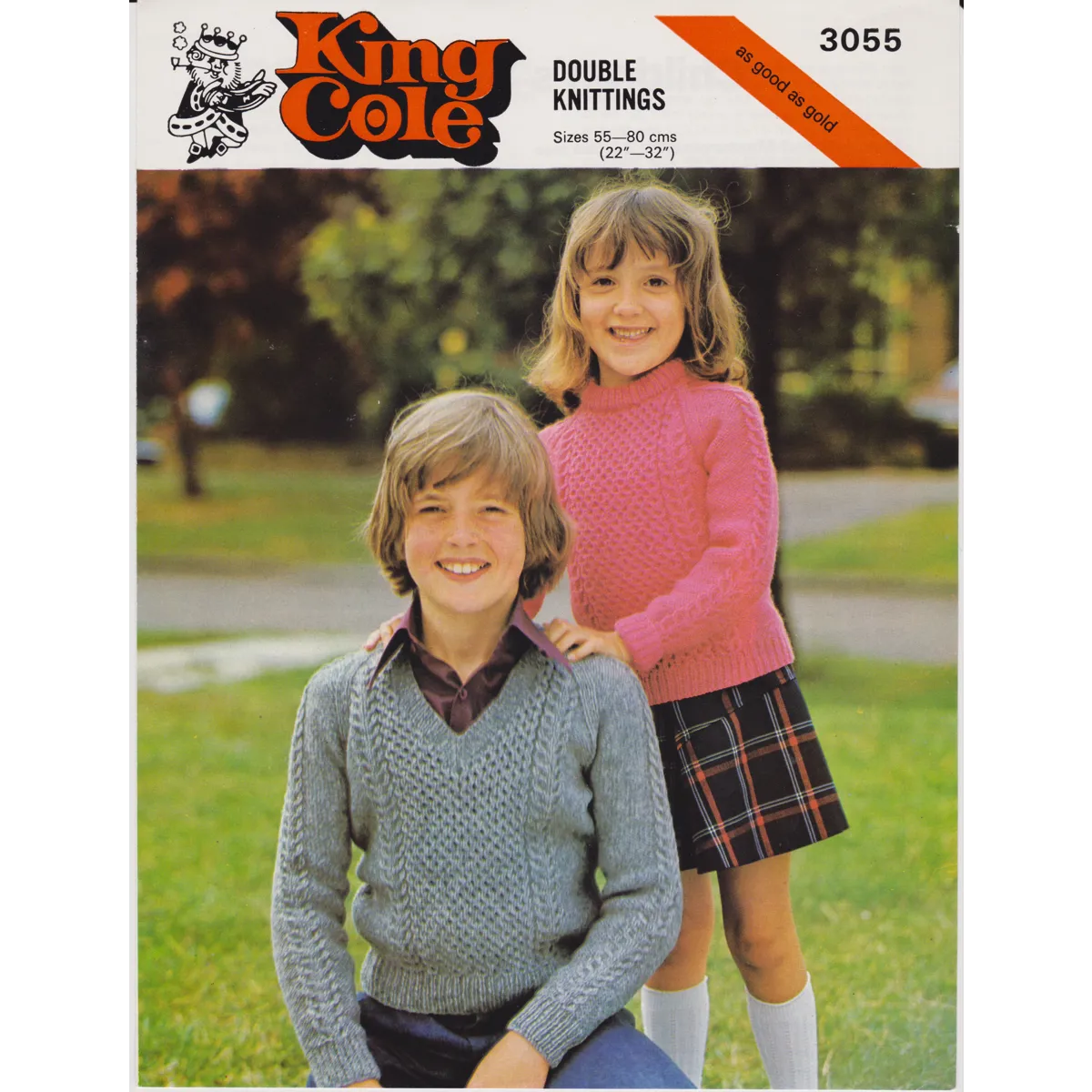 KINGCOLE3055 - CHILDREN'S SWEATERS KNITTING PATTERN PDF IN DK