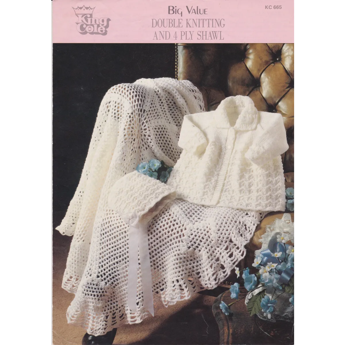 KINGCOLE665 - BABY COAT, BONNET AND SHAWL KNITTING PATTERN PDF