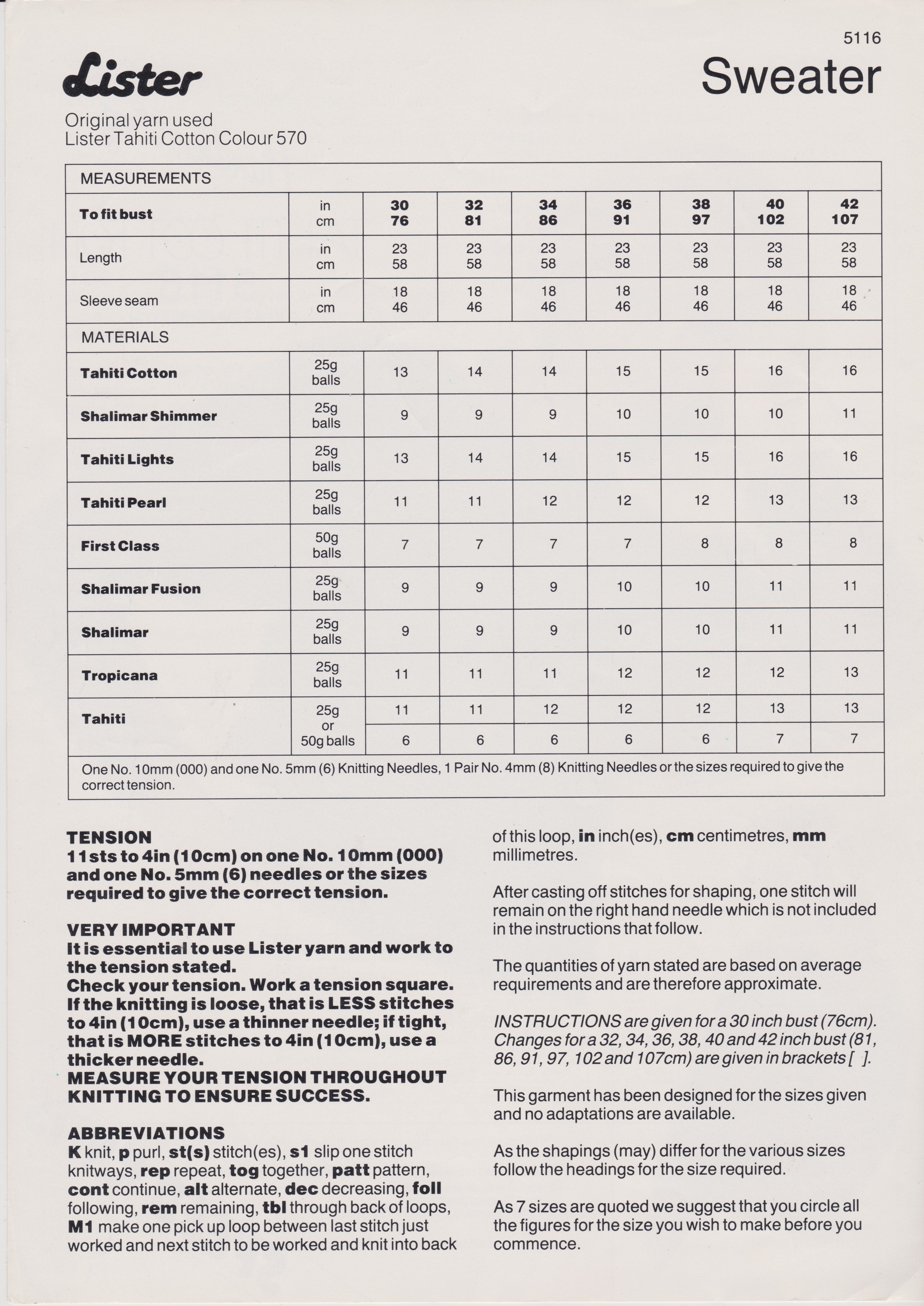 LISTER5116 - WOMAN'S V-BACK SWEATER - PDF KNITTING PATTERN