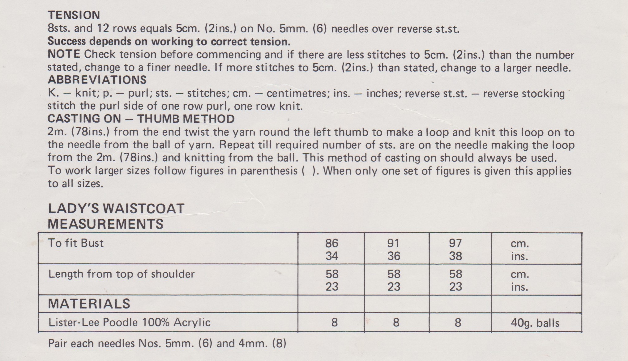 LISTERK1227 - WOMAN AND GIRL'S WAISTCOAT - PDF KNITTING PATTERN