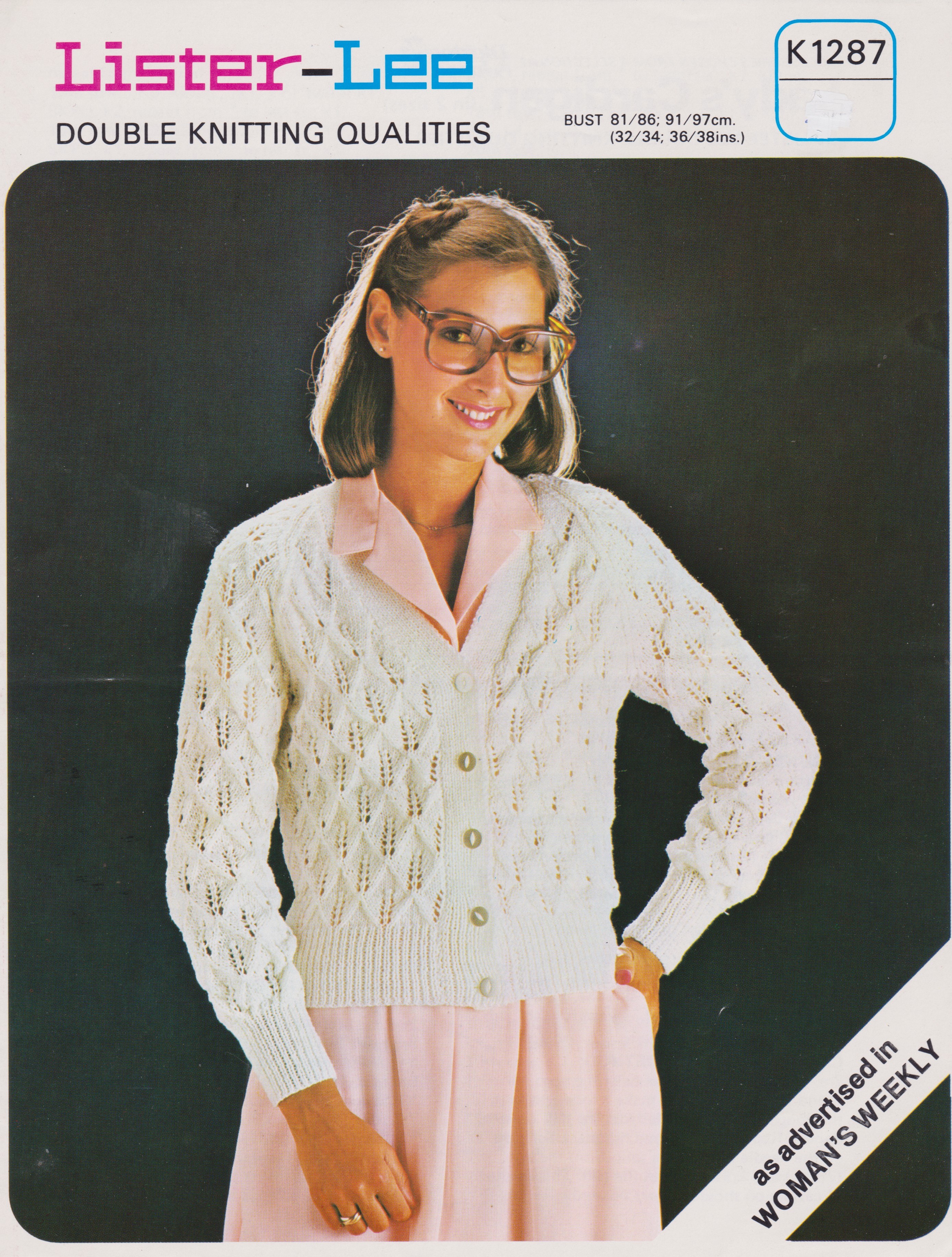 LISTERK1287 - WOMAN'S V NECK CARDIGAN WITH LACY PATTERN IN DK - PDF KNITTING PATTERN