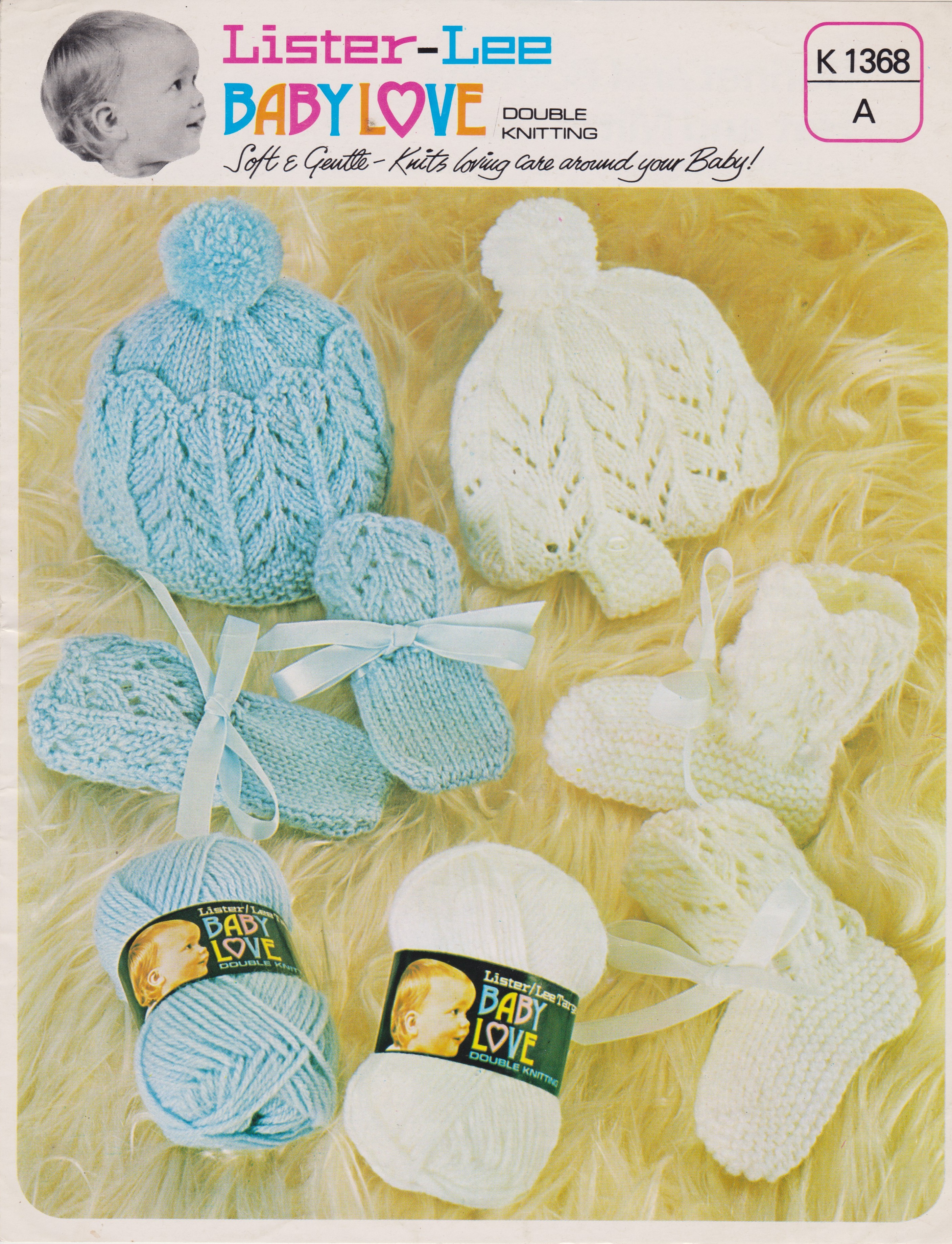 LISTERK1368 - BABY HAT, BONNET, BOOTEES AND MITTS KNITTING PATTERN PDF