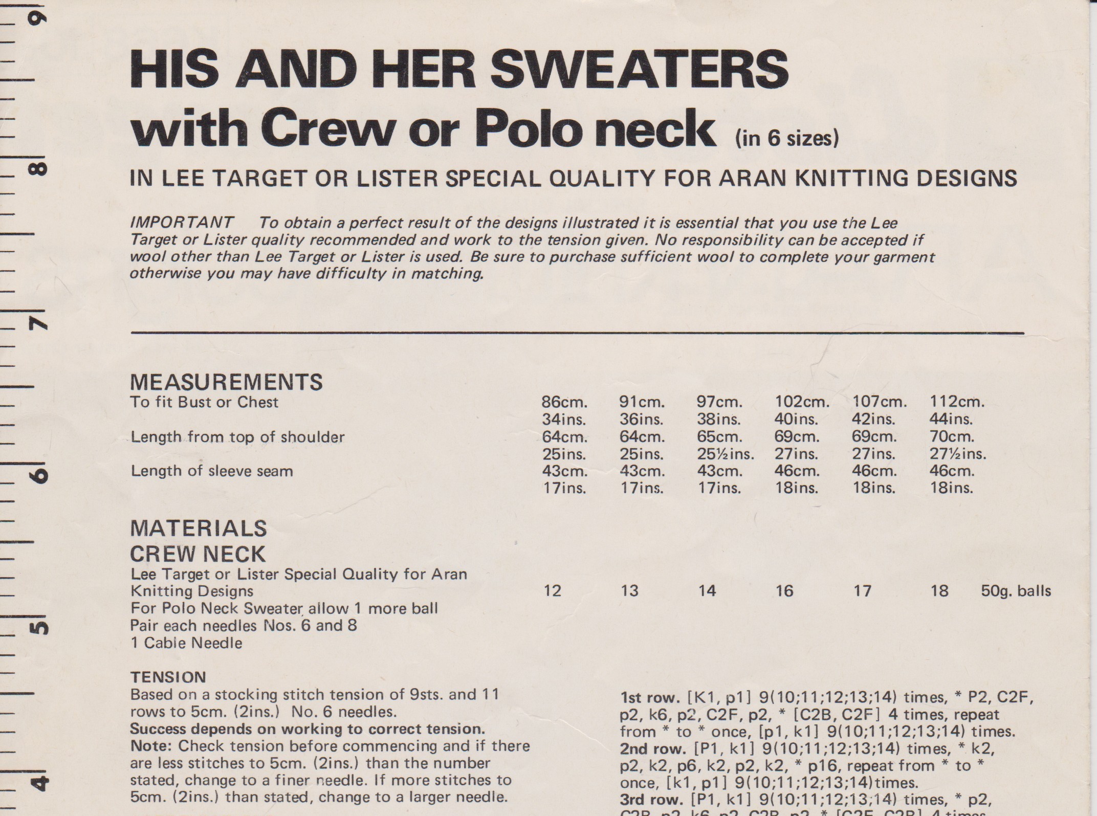 LISTERK668 - UNISEX CABLE SWEATER IN ARAN - PDF KNITTING PATTERN