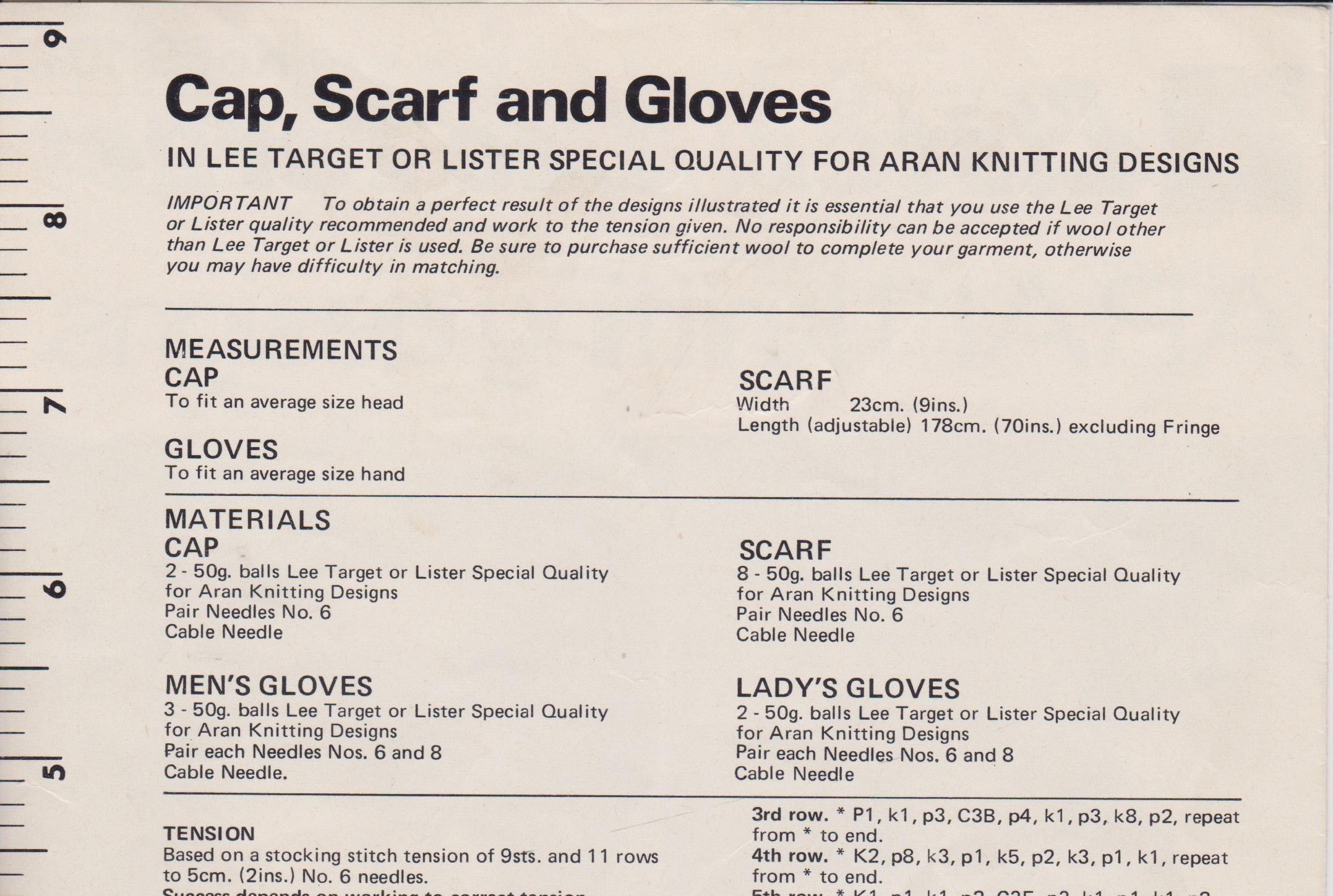 LISTERK669 - UNISEX ADULT HAT, SCARF AND GLOVE SET IN ARAN - PDF KNITTING PATTERN