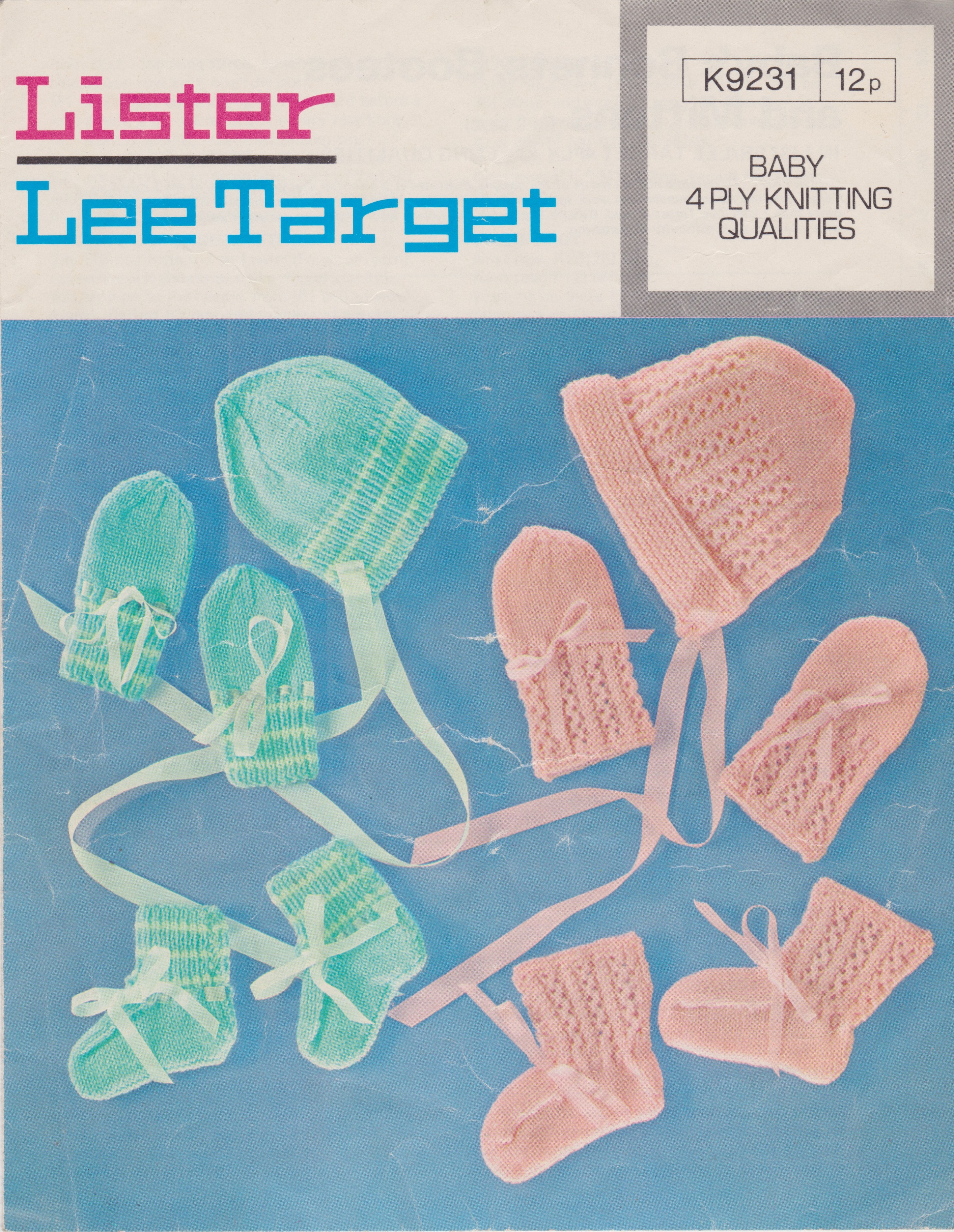 LISTERK9231 - BABY HAT, BONNET, MITTS AND BOOTEES KNITTING PATTERN PDF