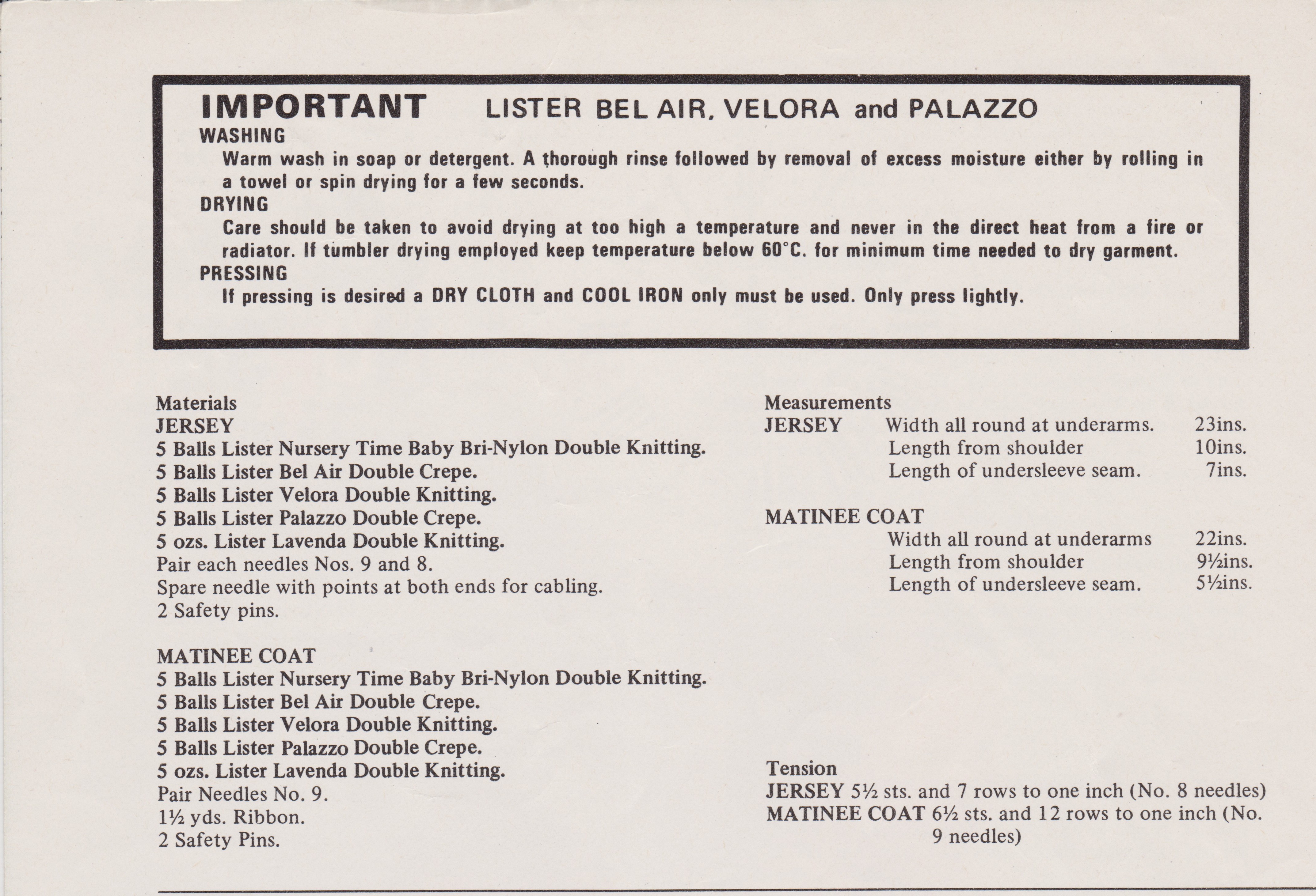 LISTERN2057 - INFANT JERSEY AND MATINEE COAT KNITTING PATTERN PDF