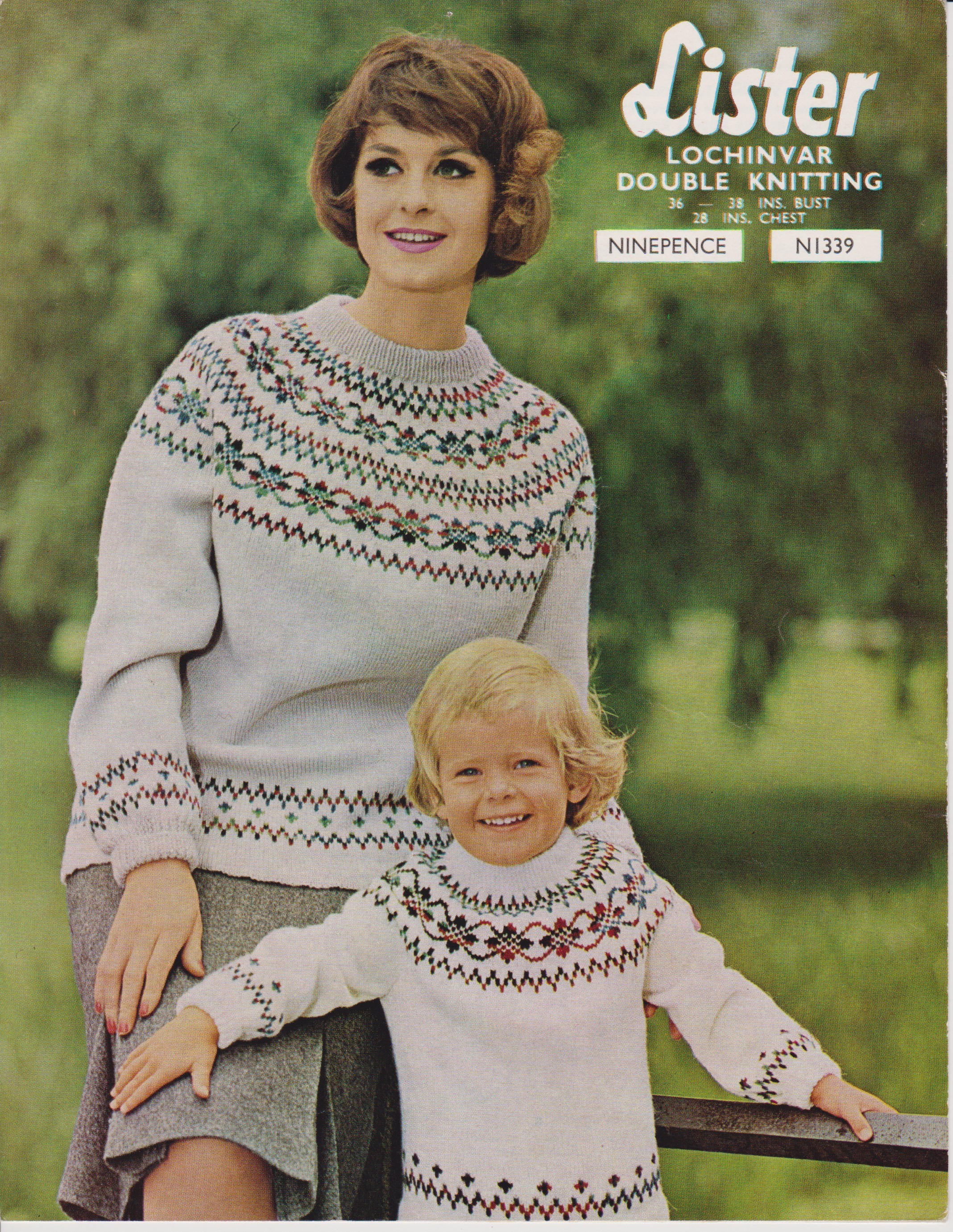 LISTERNI339 - WOMAN AND CHILD'S SWEATER WITH FAIR ISLE PATTERN IN DK - PDF KNITTING PATTERN