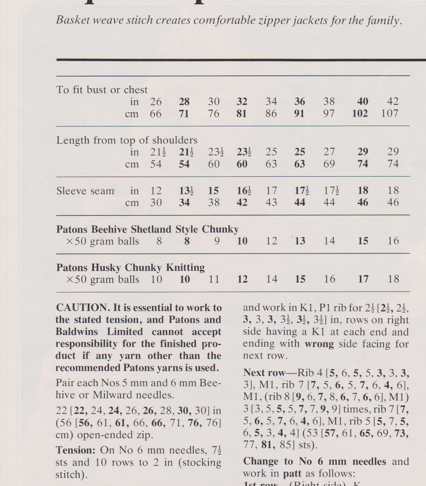 PATONS1753 - ADULT AND CHILD'S CHUNKY ZIP JACKET - PDF KNITTING PATTERN