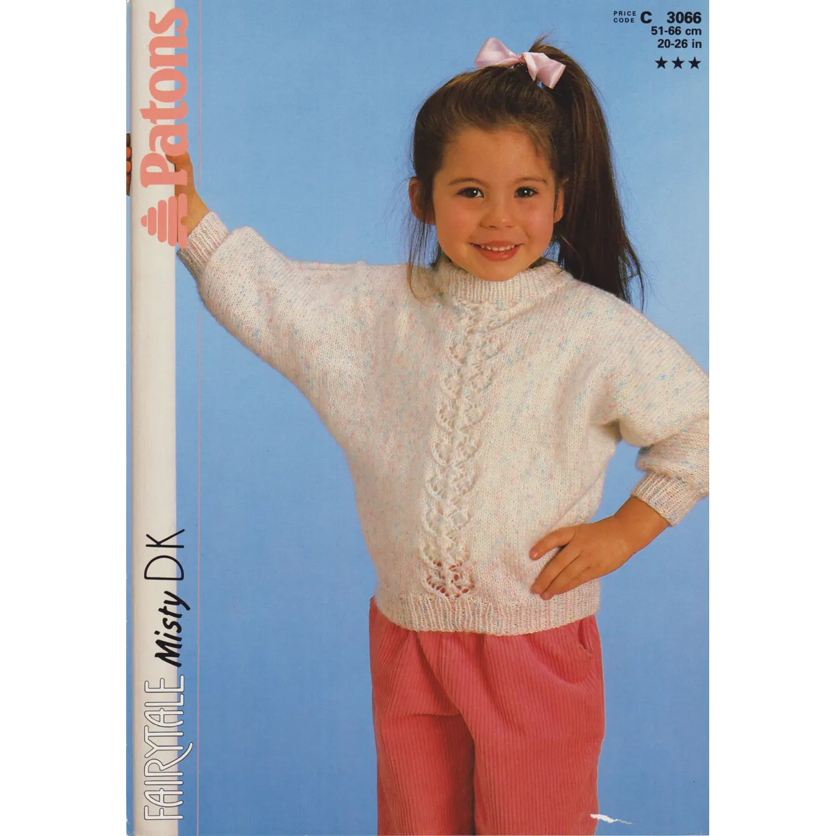 PATONS3066 - Girl's Sweater Knitting Pattern PDF