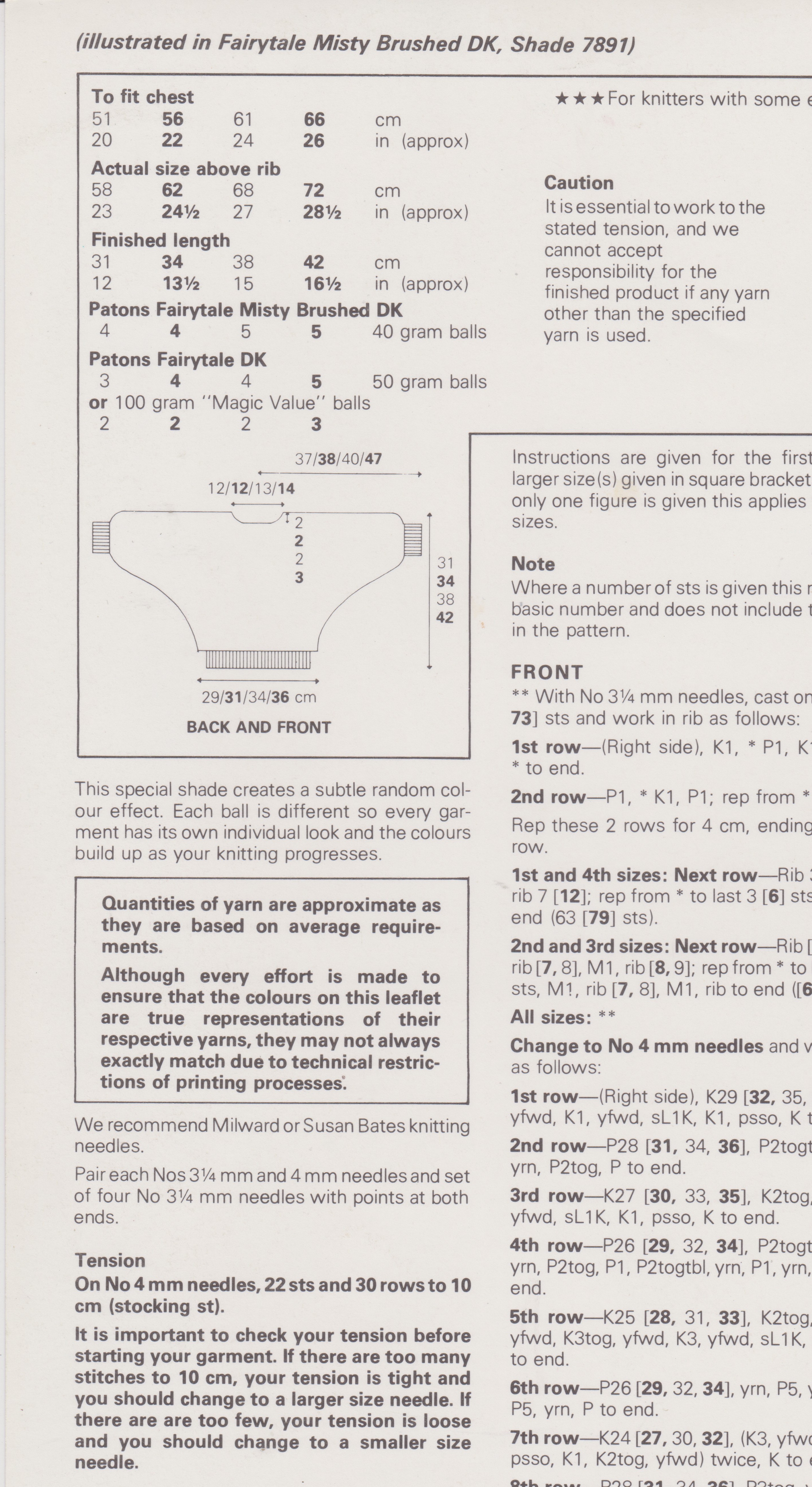 PATONS3066 - Girl's Sweater Knitting Pattern PDF