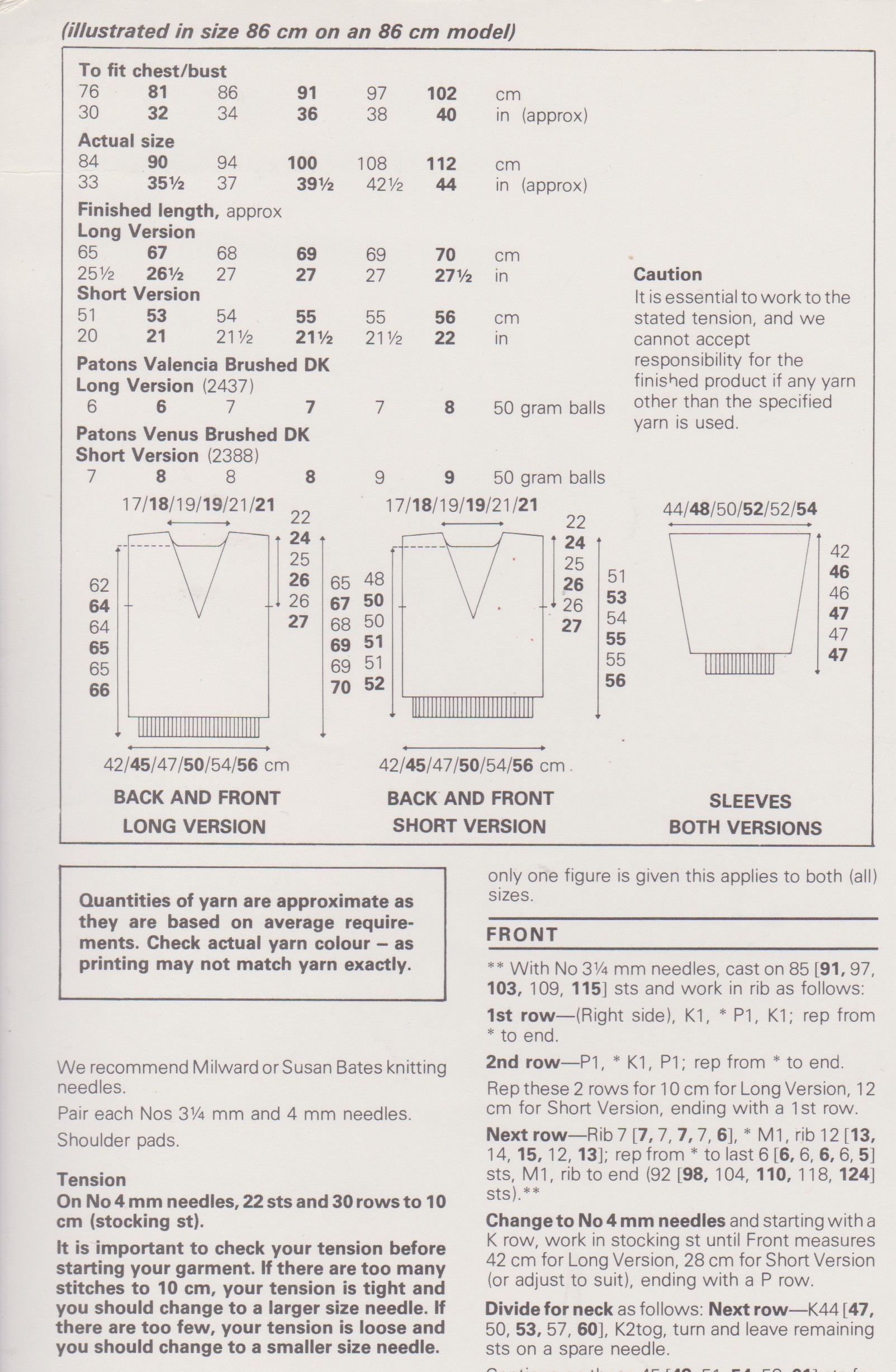 PATONS3124 - WOMAN'S V NECK SWEATER IN DK - PDF KNITTING PATTERN
