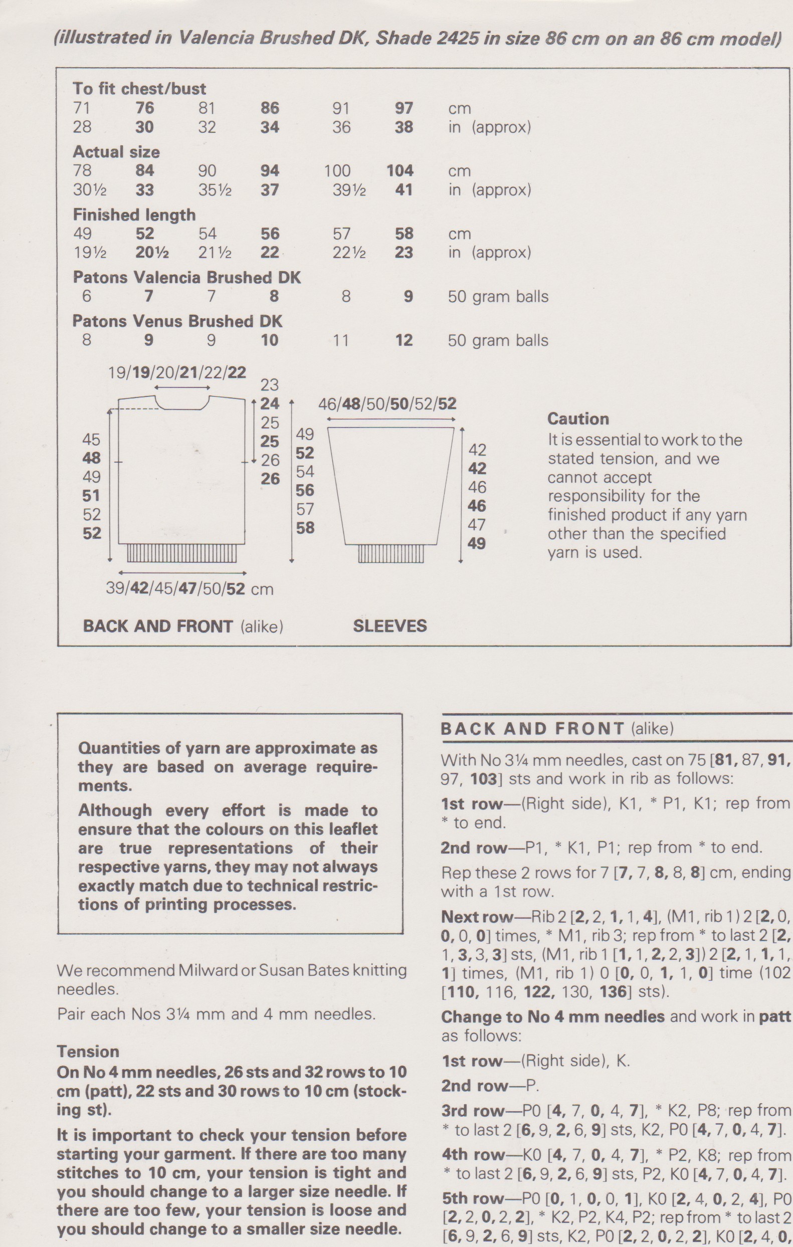 PATONS3135 - WOMAN'S GRID DESIGN SWEATER IN DK - PDF KNITTING PATTERN