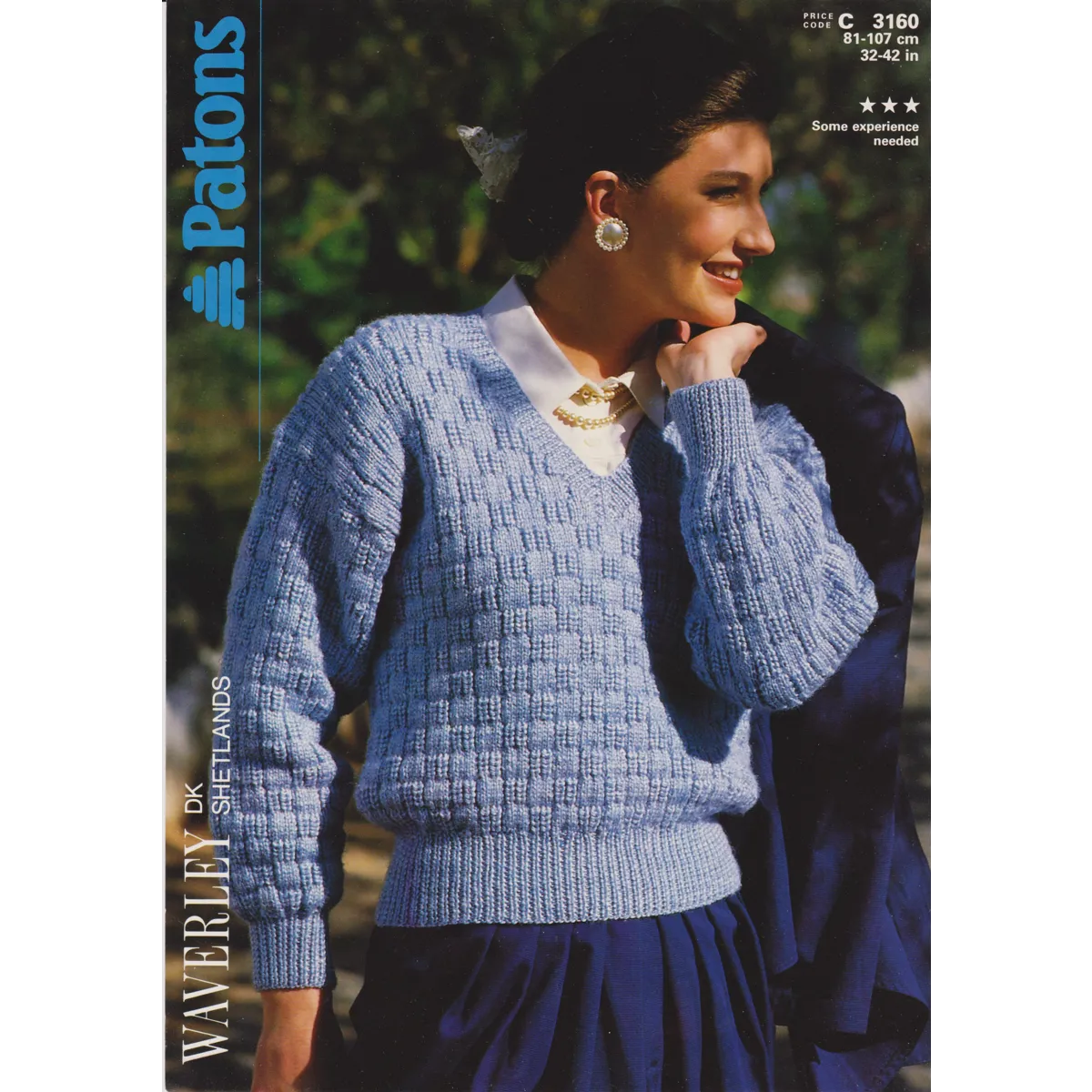 PATONS3160 - WOMAN'S V-NECK BASKETWEAVE SWEATER IN DK - PDF KNITTING PATTERN