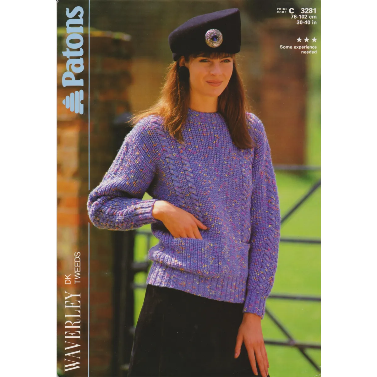 PATONS3281 - WOMAN'S CABLE DK SWEATER WITH POCKETS - PDF KNITTING PATTERN