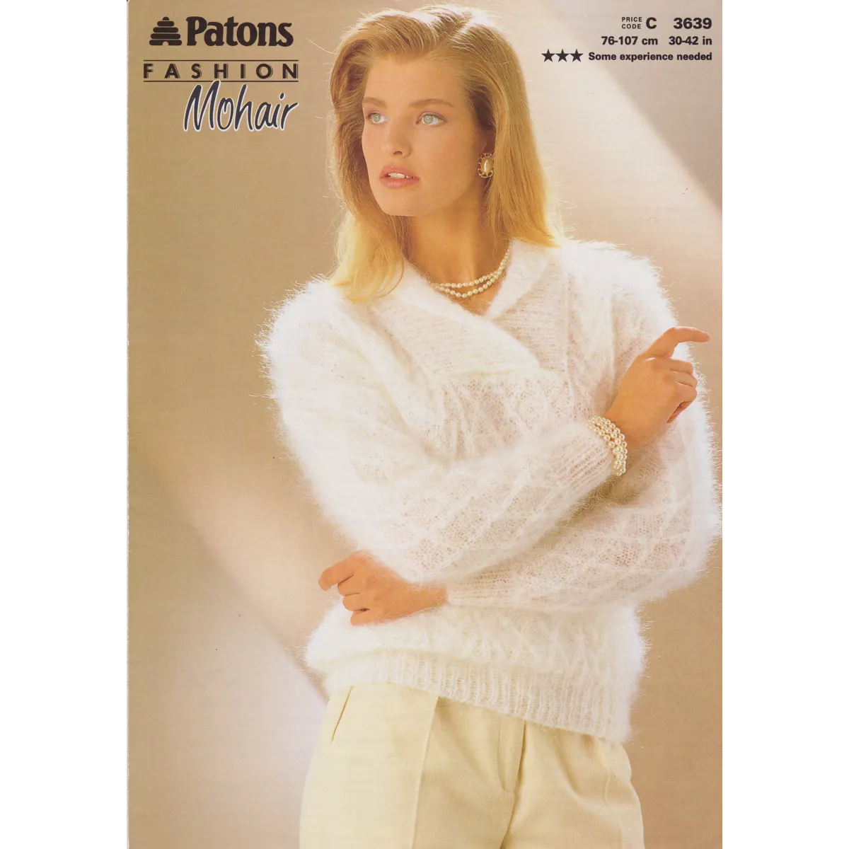 PATONS3639 - WOMAN'S LATTICE PATTERN MOHAIR SWEATER - PDF KNITTING PATTERN