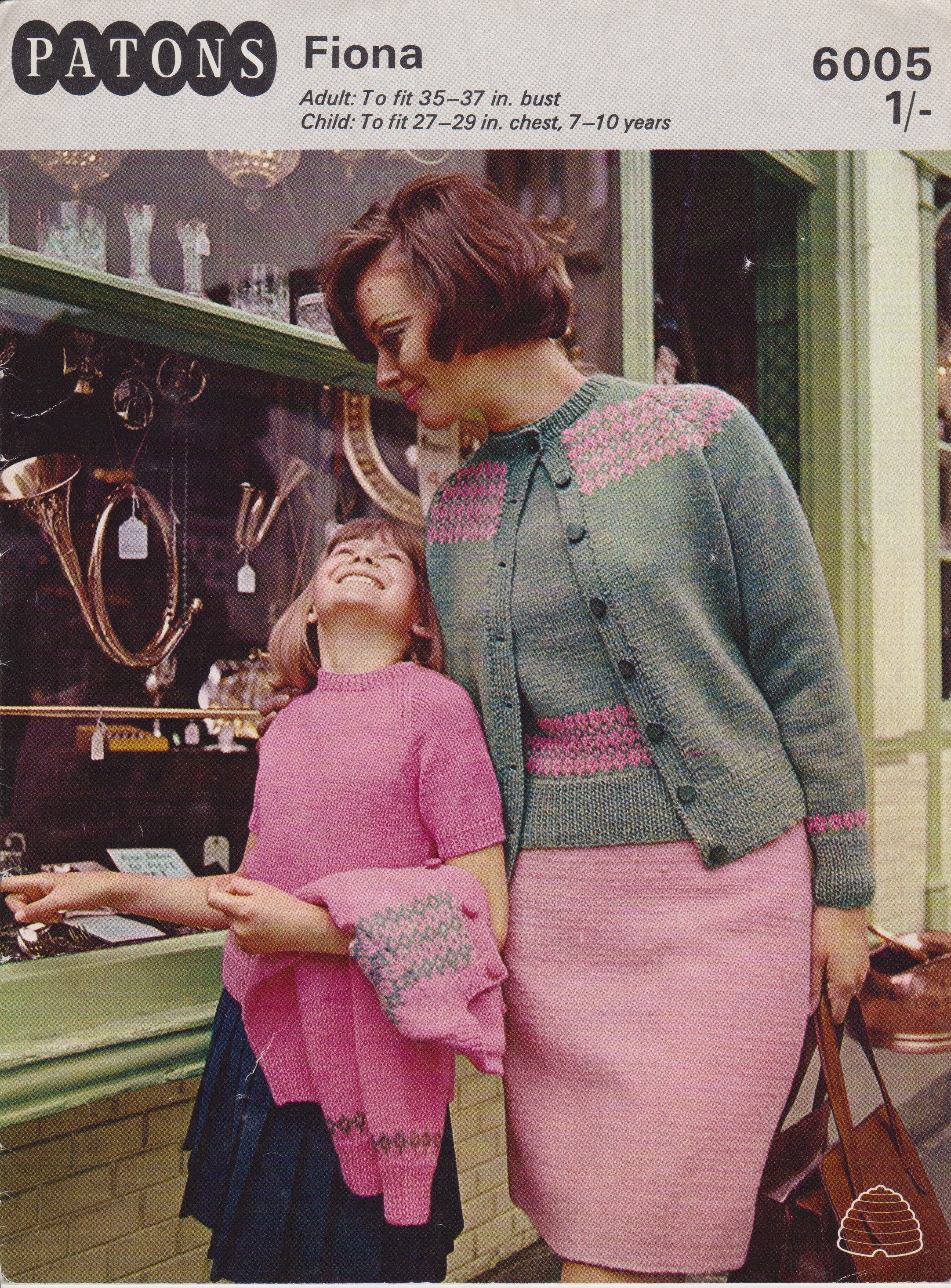 PATONS6005 - WOMAN AND GIRL'S FAIR ISLE SWEATER AND CARDIGAN IN DK - PDF KNITTING PATTERN