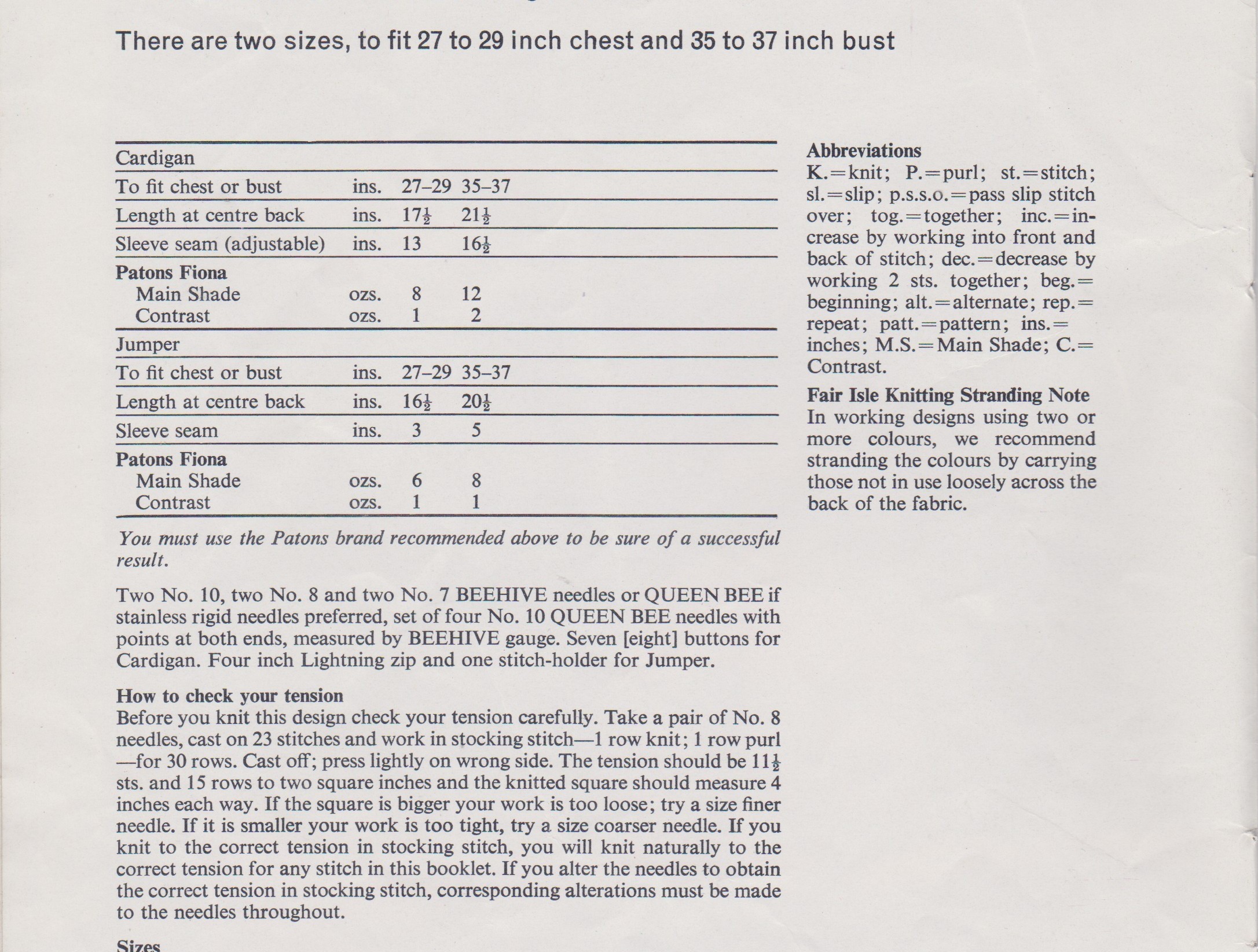 PATONS6005 - WOMAN AND GIRL'S FAIR ISLE SWEATER AND CARDIGAN IN DK - PDF KNITTING PATTERN