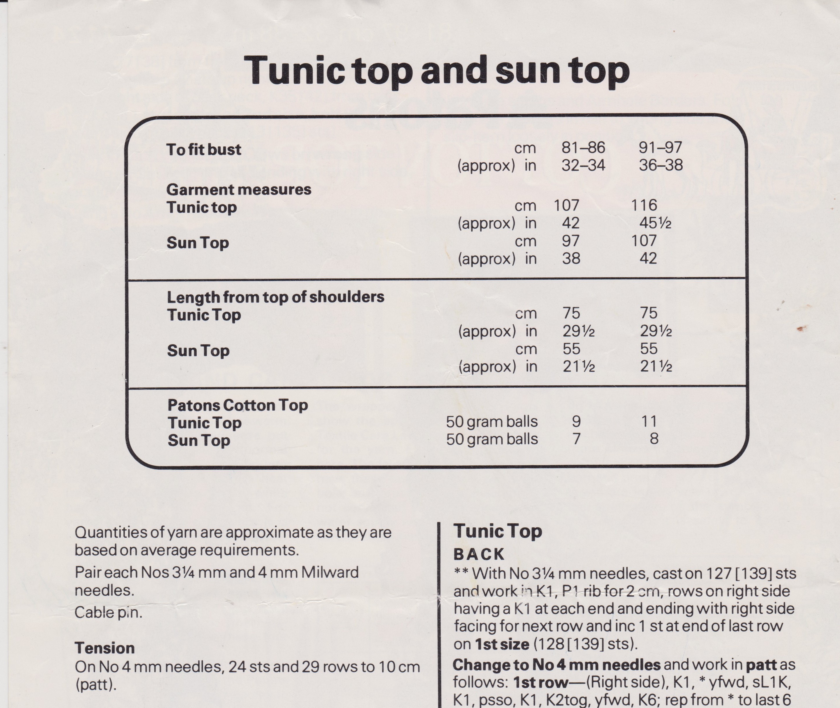 PATONS7124 - WOMAN'S COTTON TOP AND DRESS - PDF KNITTING PATTERN