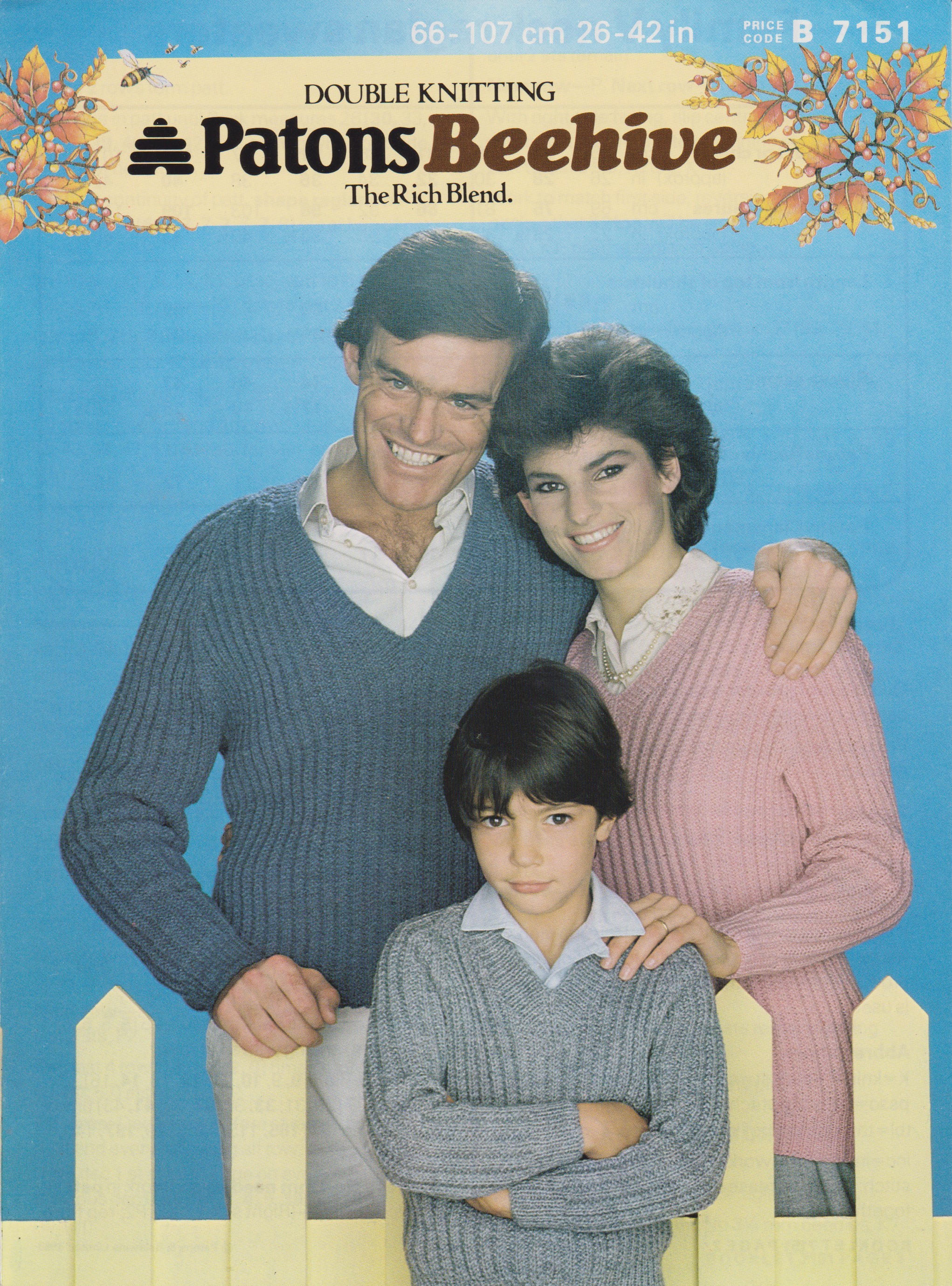 PATONS7151 - ADULT AND CHILD V-NECK RIB KNIT IN DK - PDF KNITTING PATTERN