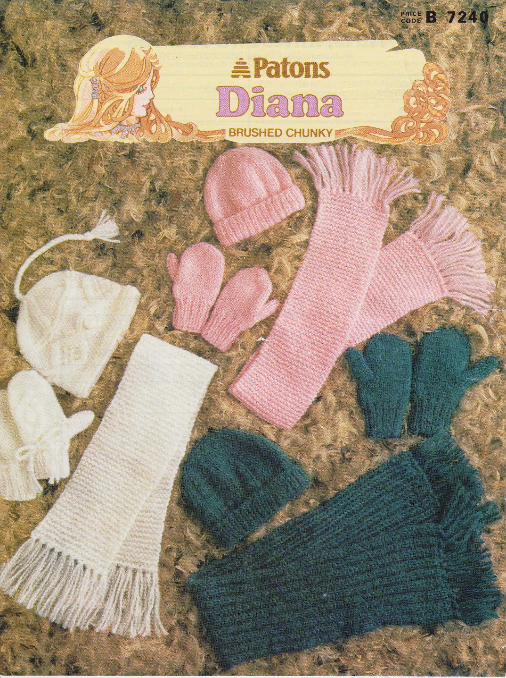 PATONS7240 - ADULT AND CHILD HAT, SCARF AND MITTS PDF KNITTING PATTERN