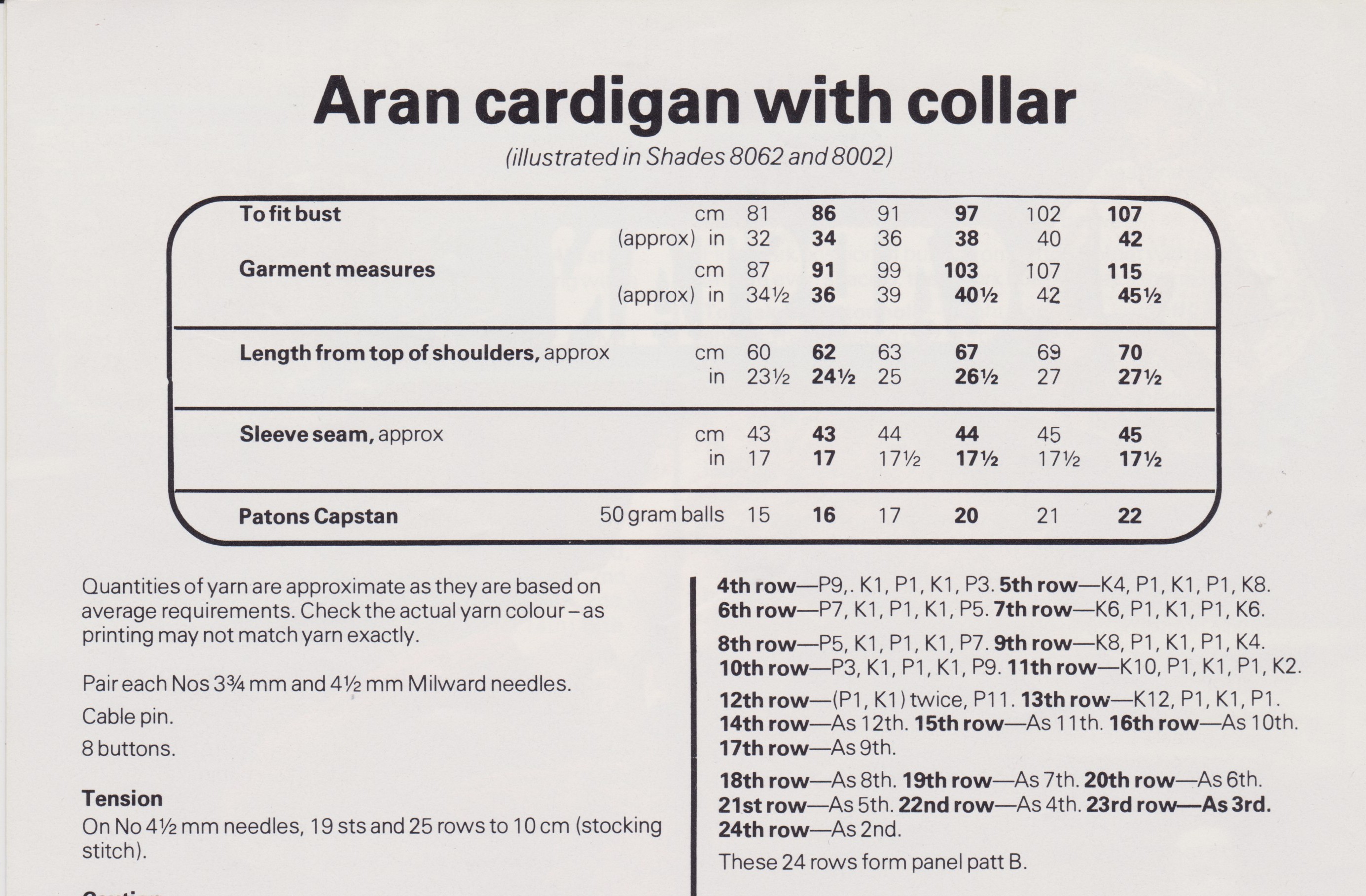 PATONS7278 - WOMAN'S ARAN CABLE JACKET WITH COLLAR AND POCKETS - PDF KNITTING PATTERN