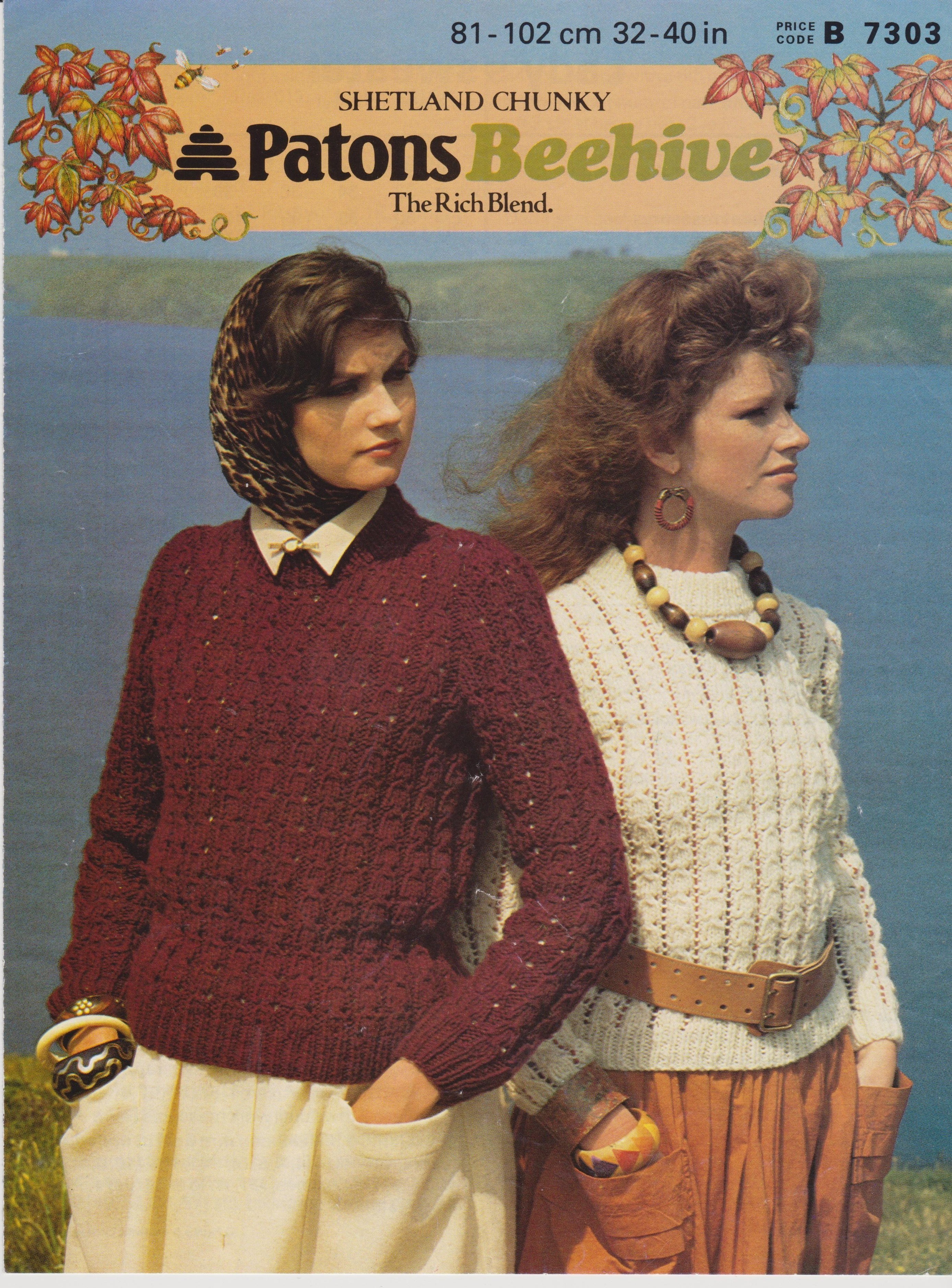 PATONS7303 - WOMAN'S CHUNKY SWEATER WITH LACY PATTERN - PDF KNITTING PATTERN