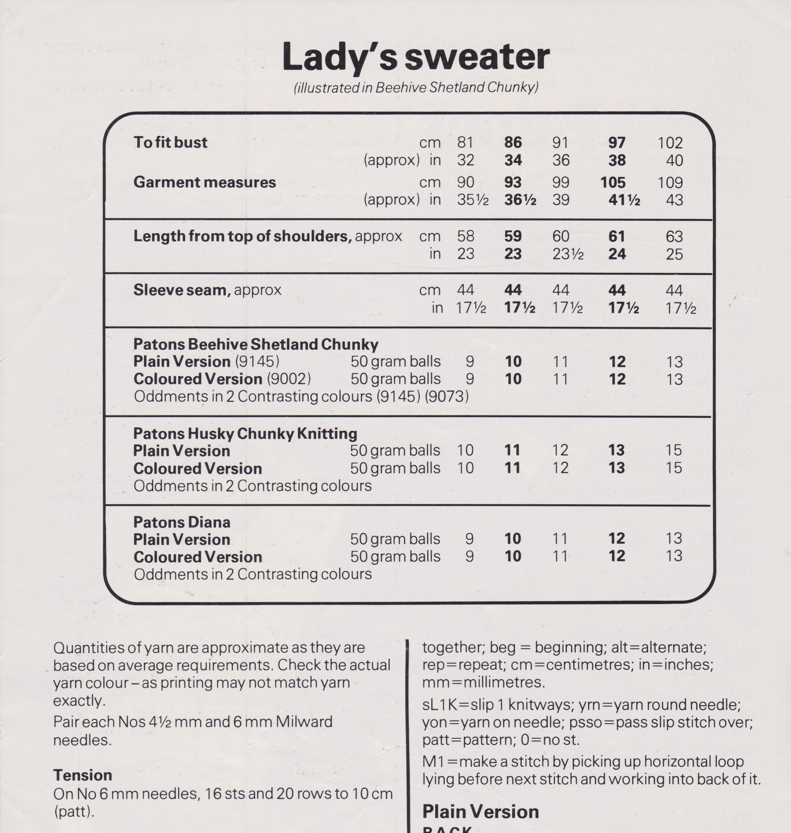 PATONS7303 - WOMAN'S CHUNKY SWEATER WITH LACY PATTERN - PDF KNITTING PATTERN