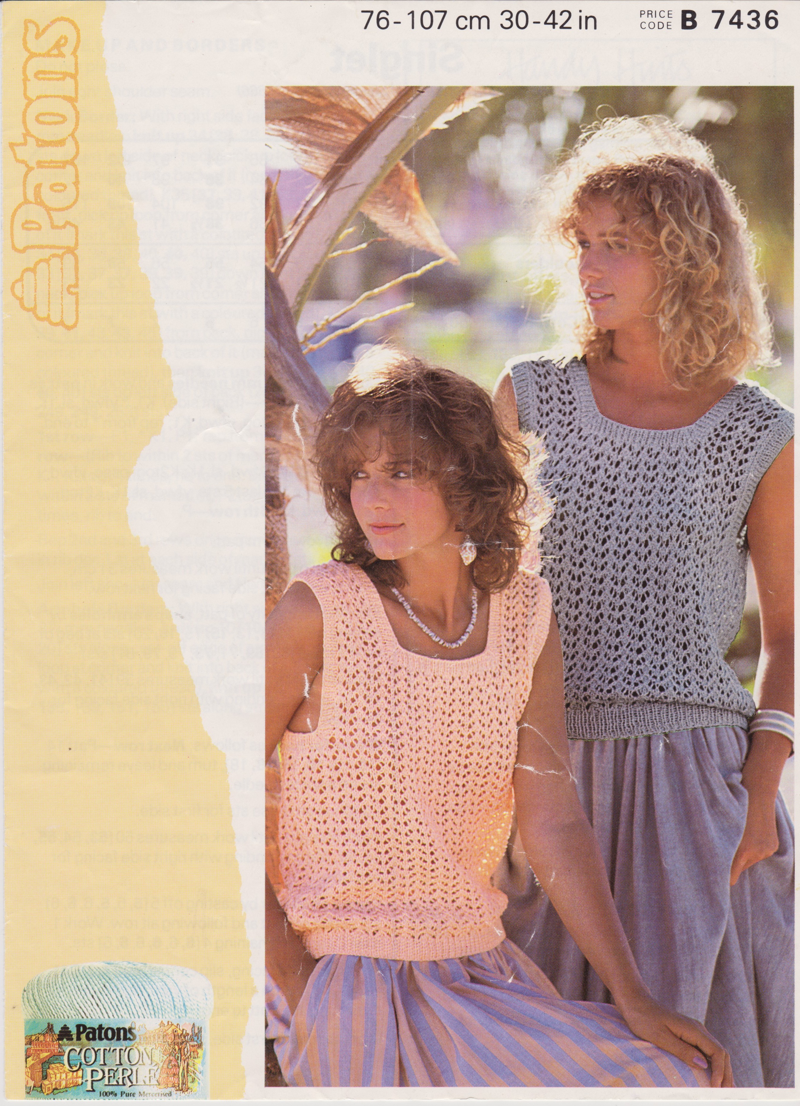 PATONS7436 - WOMAN'S SLEEVELESS LACY TOP IN COTTON DK - PDF KNITTING PATTERN