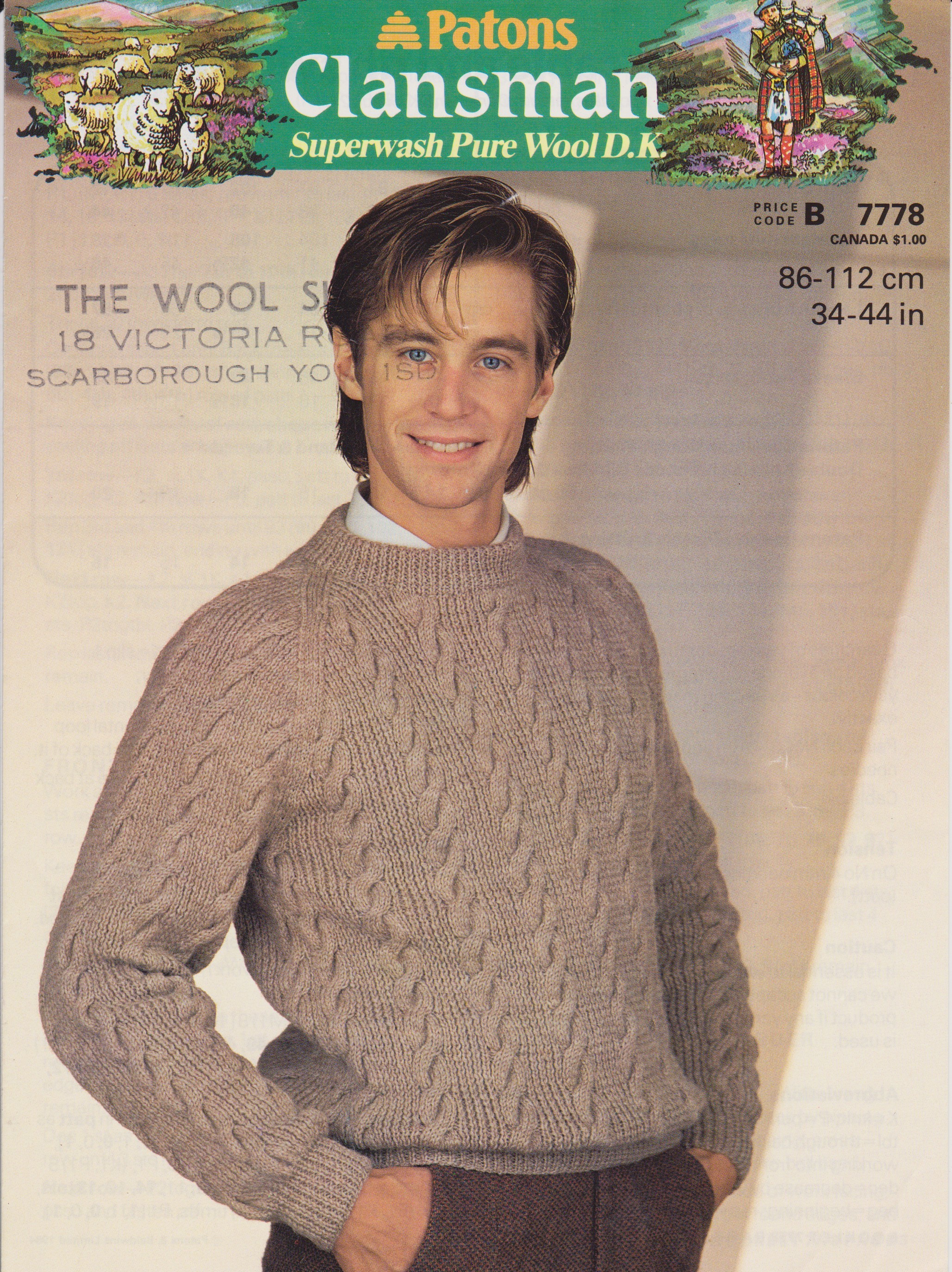 PATONS7778 - MAN'S CABLE SWEATER IN DK - PDF KNITTING PATTERN