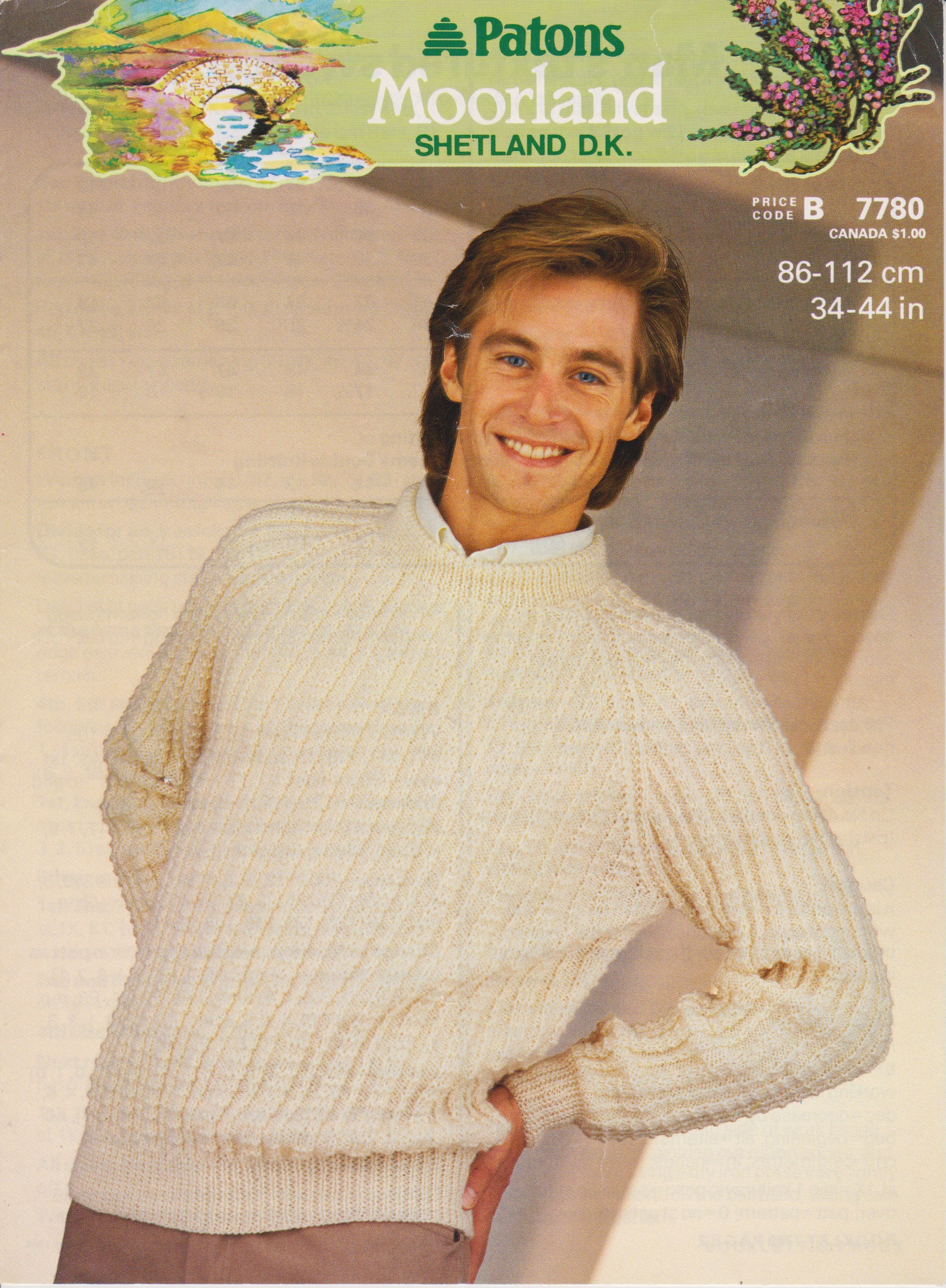 PATONS7780 - MAN'S CREW NECK TEXTURED SWEATER IN DK - PDF KNITTING PATTERN