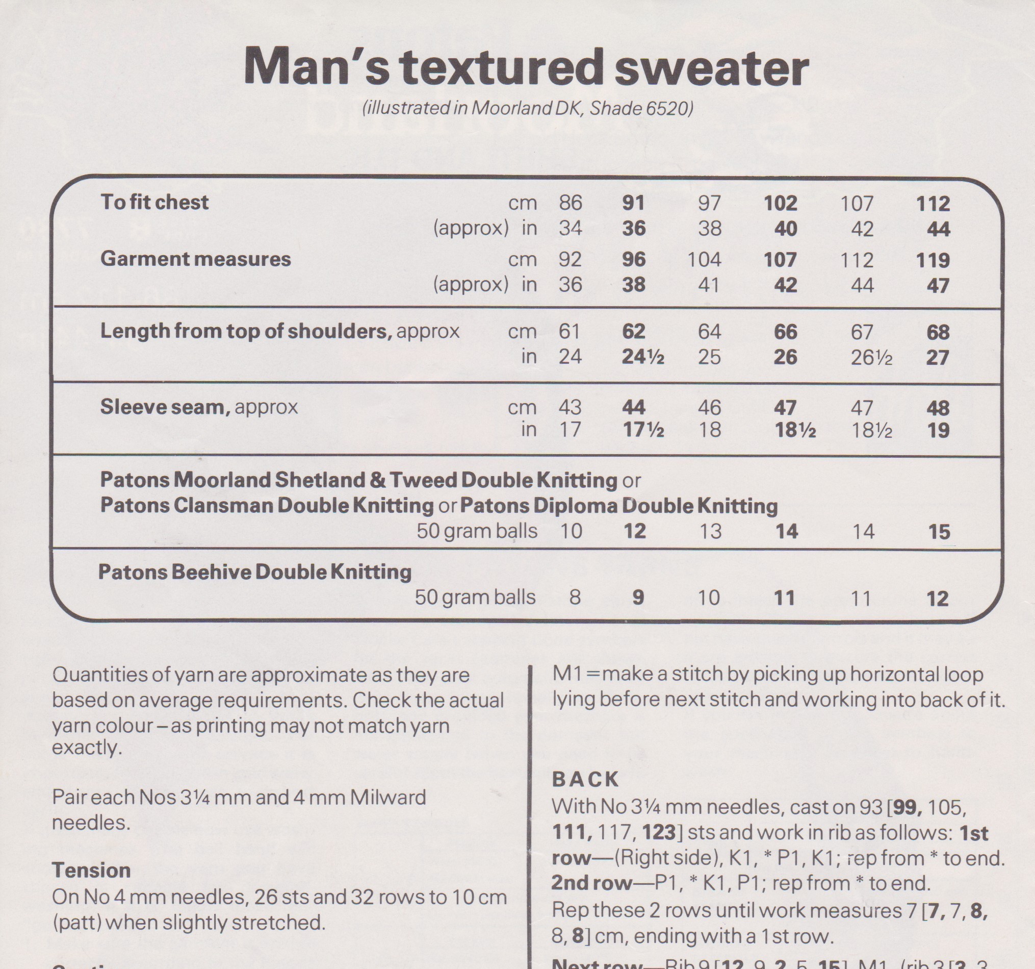 PATONS7780 - MAN'S CREW NECK TEXTURED SWEATER IN DK - PDF KNITTING PATTERN