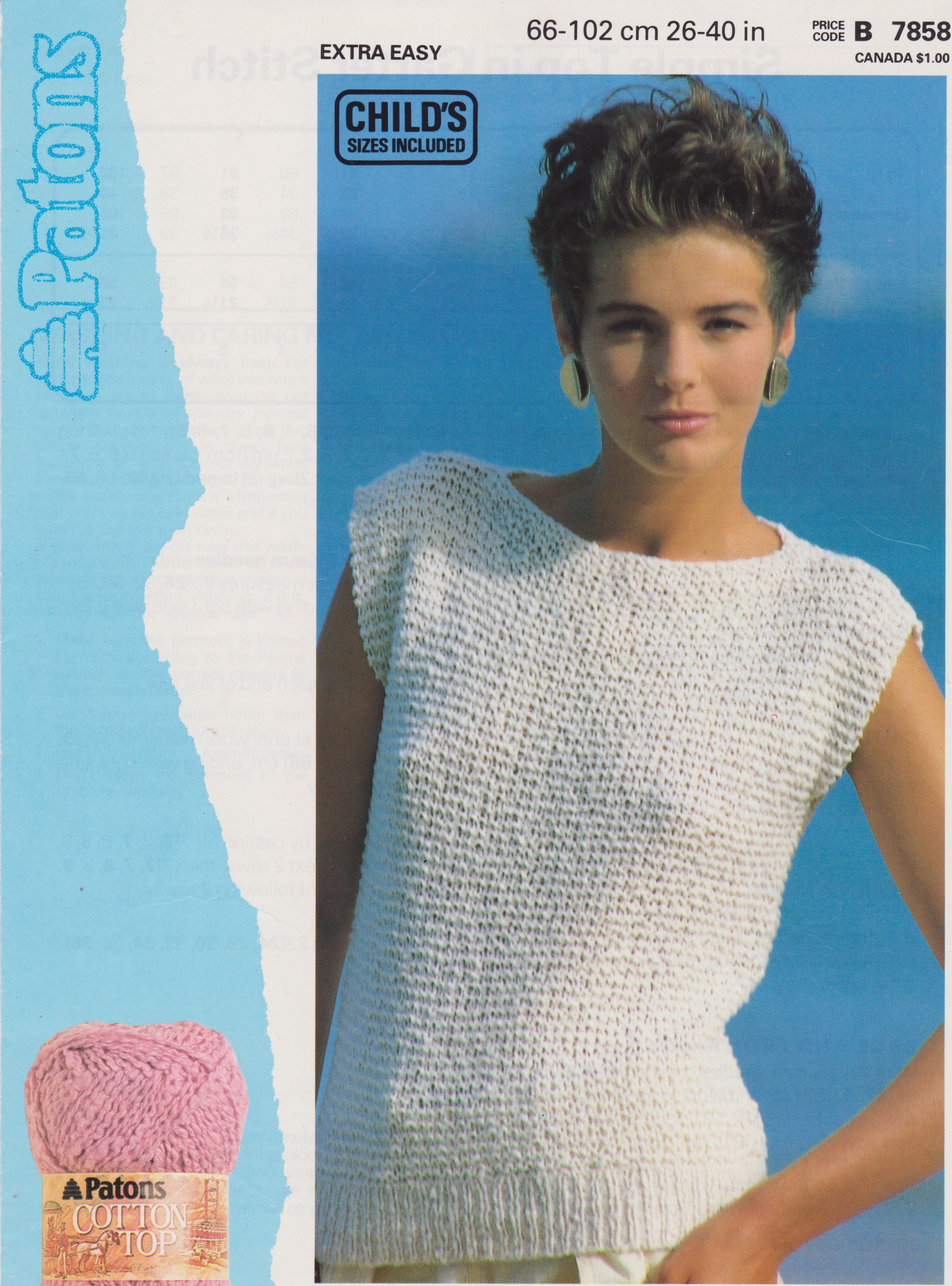 PATONS7858 - ADULT AND CHILD COTTON SLEEVELESS TOP - PDF KNITTING PATTERN
