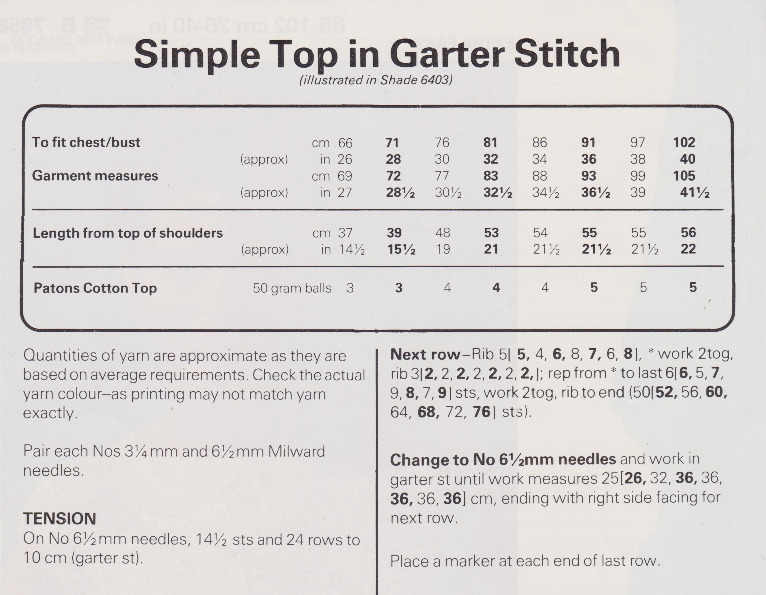 PATONS7858 - ADULT AND CHILD COTTON SLEEVELESS TOP - PDF KNITTING PATTERN