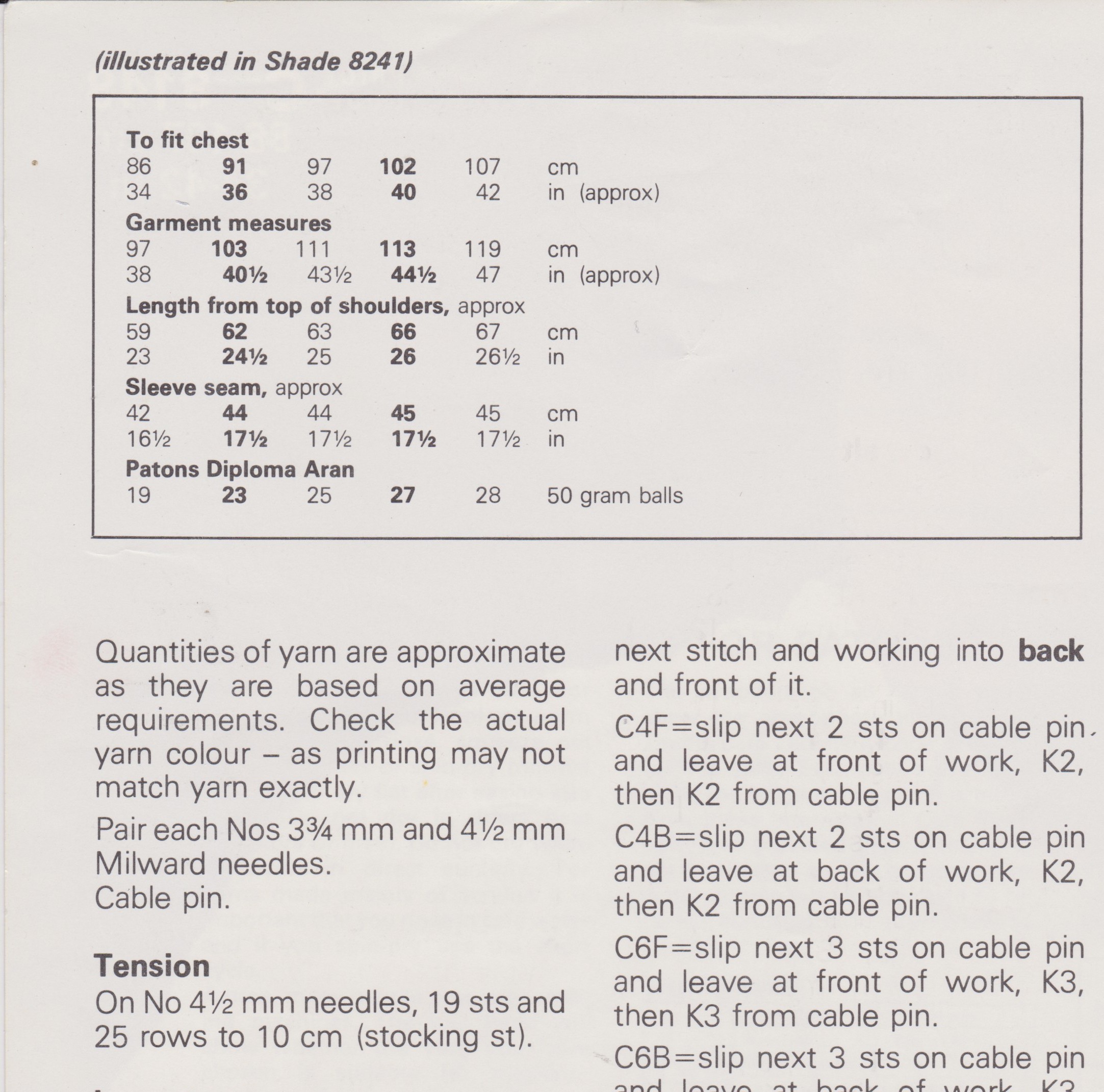 PATONS8148 - MAN'S ARAN CABLE SWEATER - PDF KNITTING PATTERN