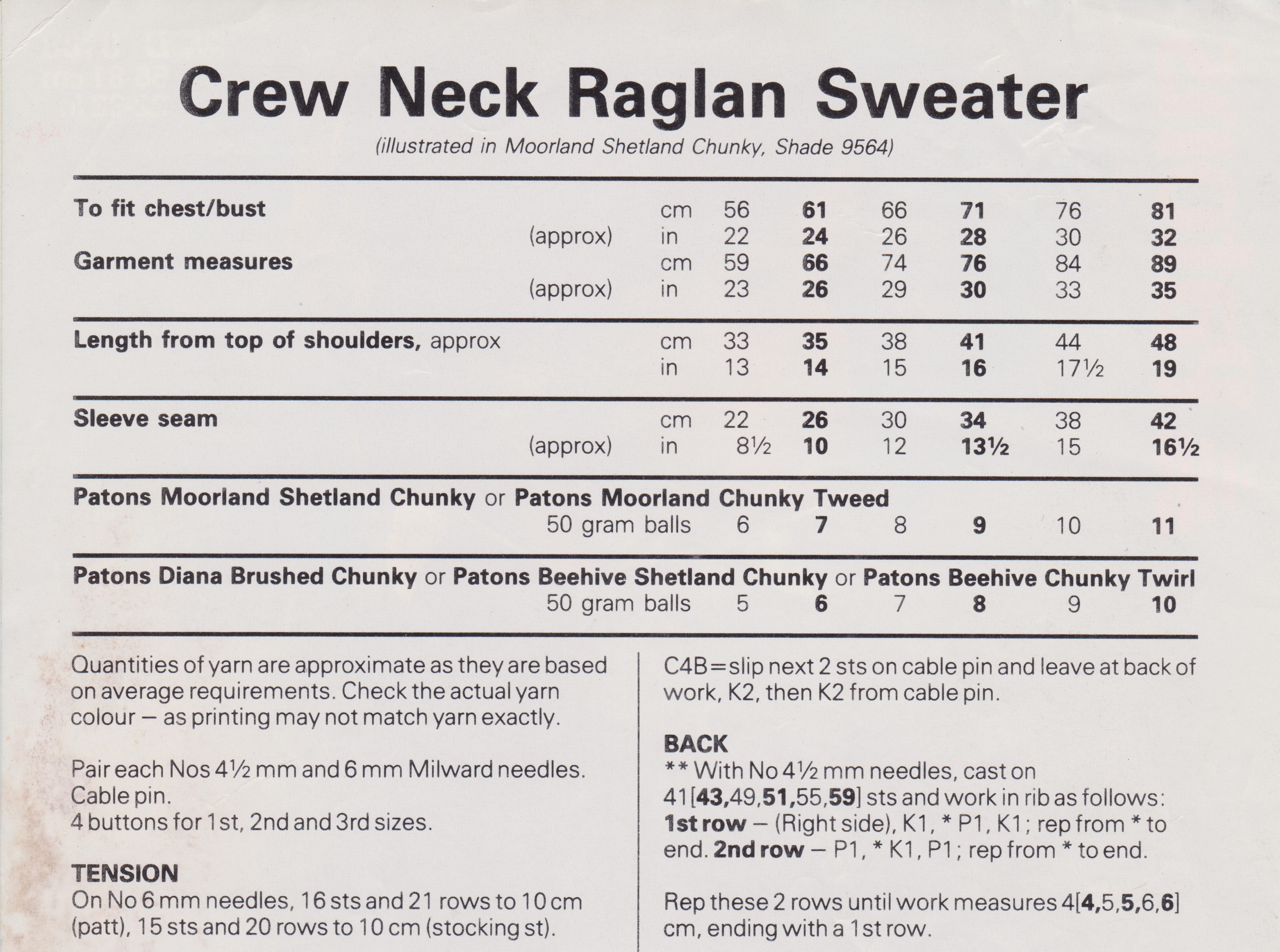 PATONS8188 - Child's Chunky Knit Cable Sweater Knitting Pattern PDF
