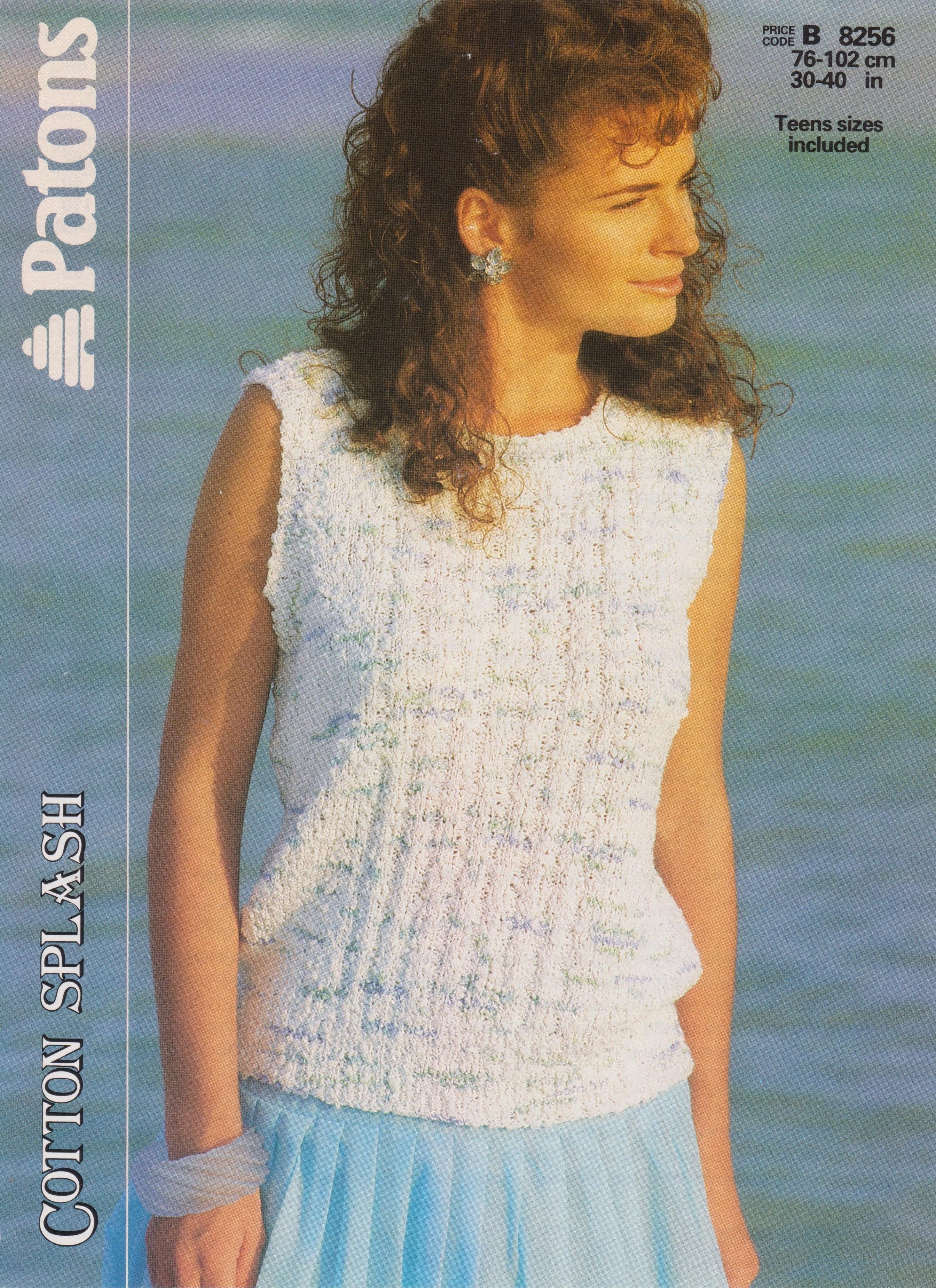 PATONS8256 - WOMAN'S AND TEEN'S SLEEVELESS TOP IN COTTON - PDF KNITTING PATTERN