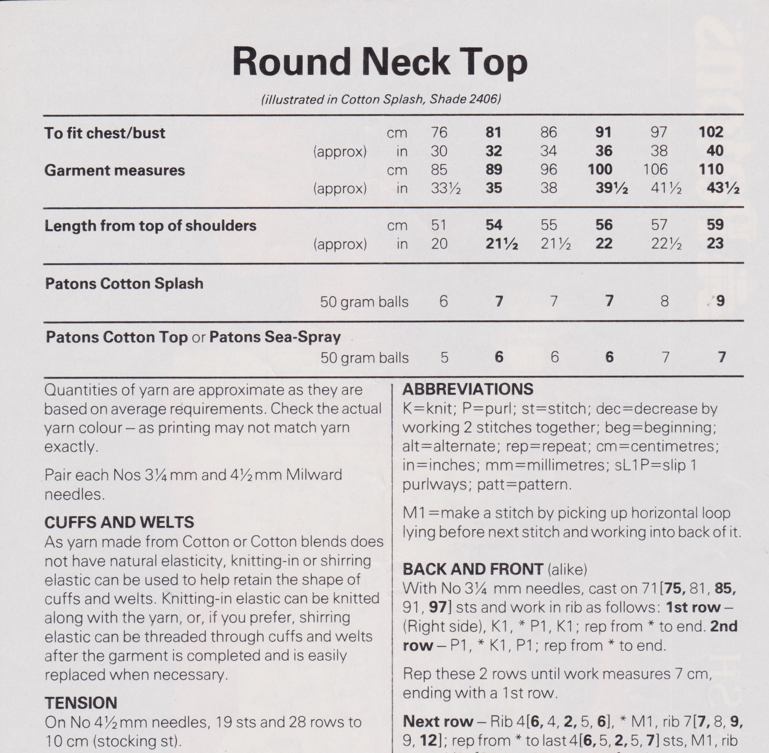 PATONS8256 - WOMAN'S AND TEEN'S SLEEVELESS TOP IN COTTON - PDF KNITTING PATTERN