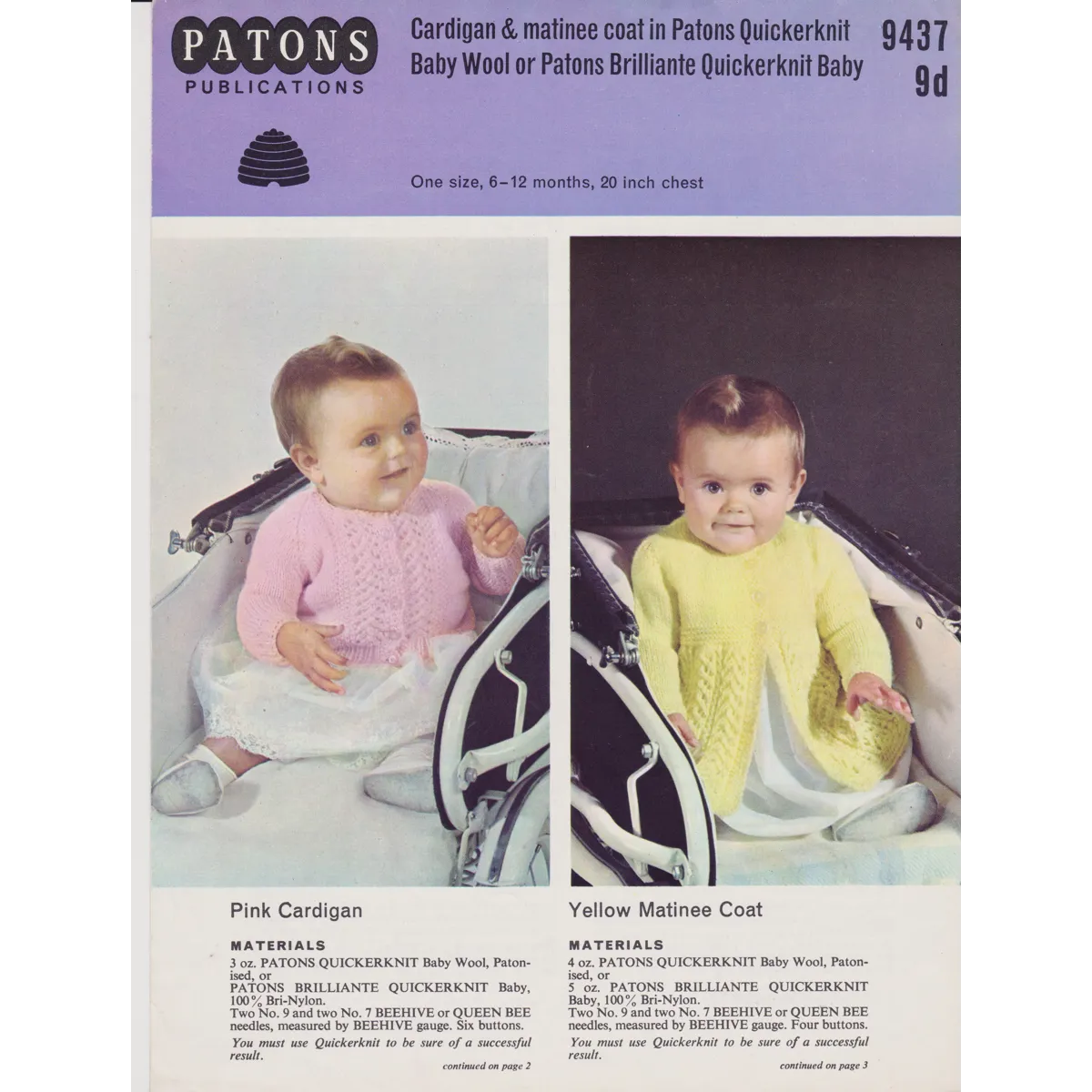 PATONS9437 - BABY MATINEE COAT AND CARDIGAN PDF KNITTING PATTERN