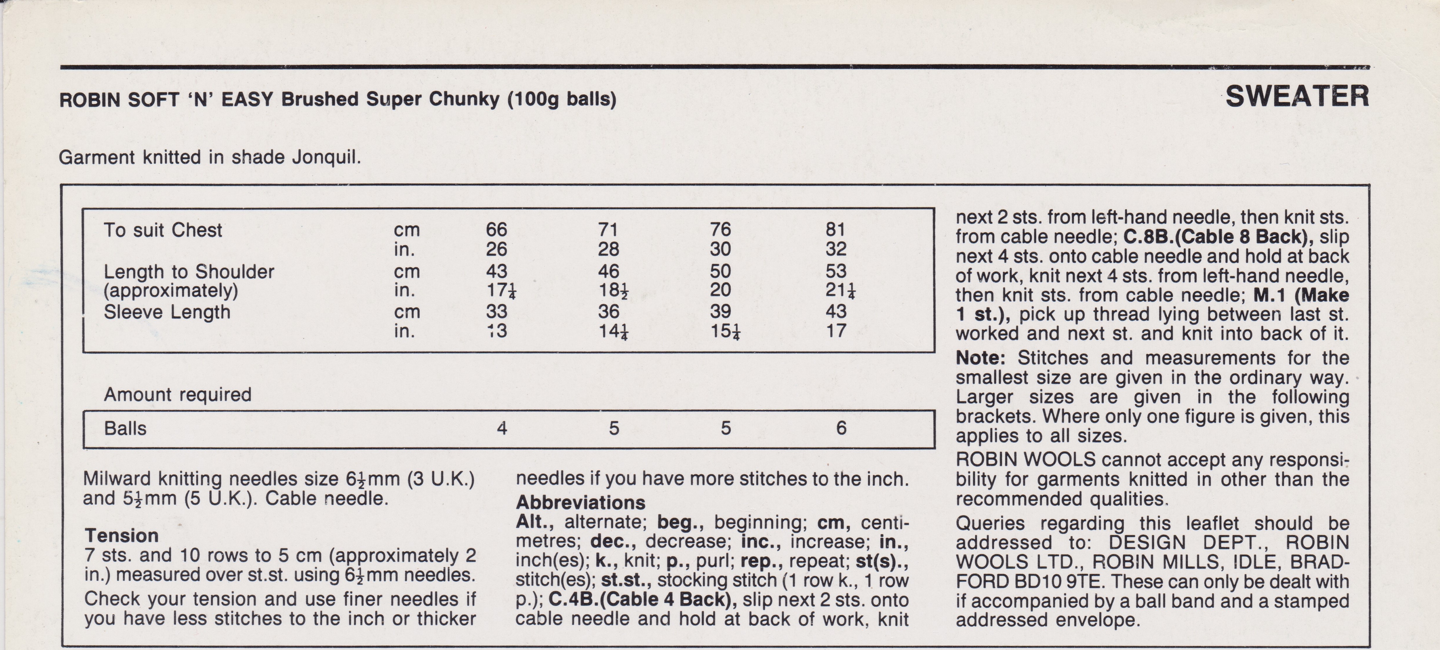 ROBIN13850 - GIRL'S SUPER CHUNKY CABLE SWEATER - PDF KNITTING PATTERN