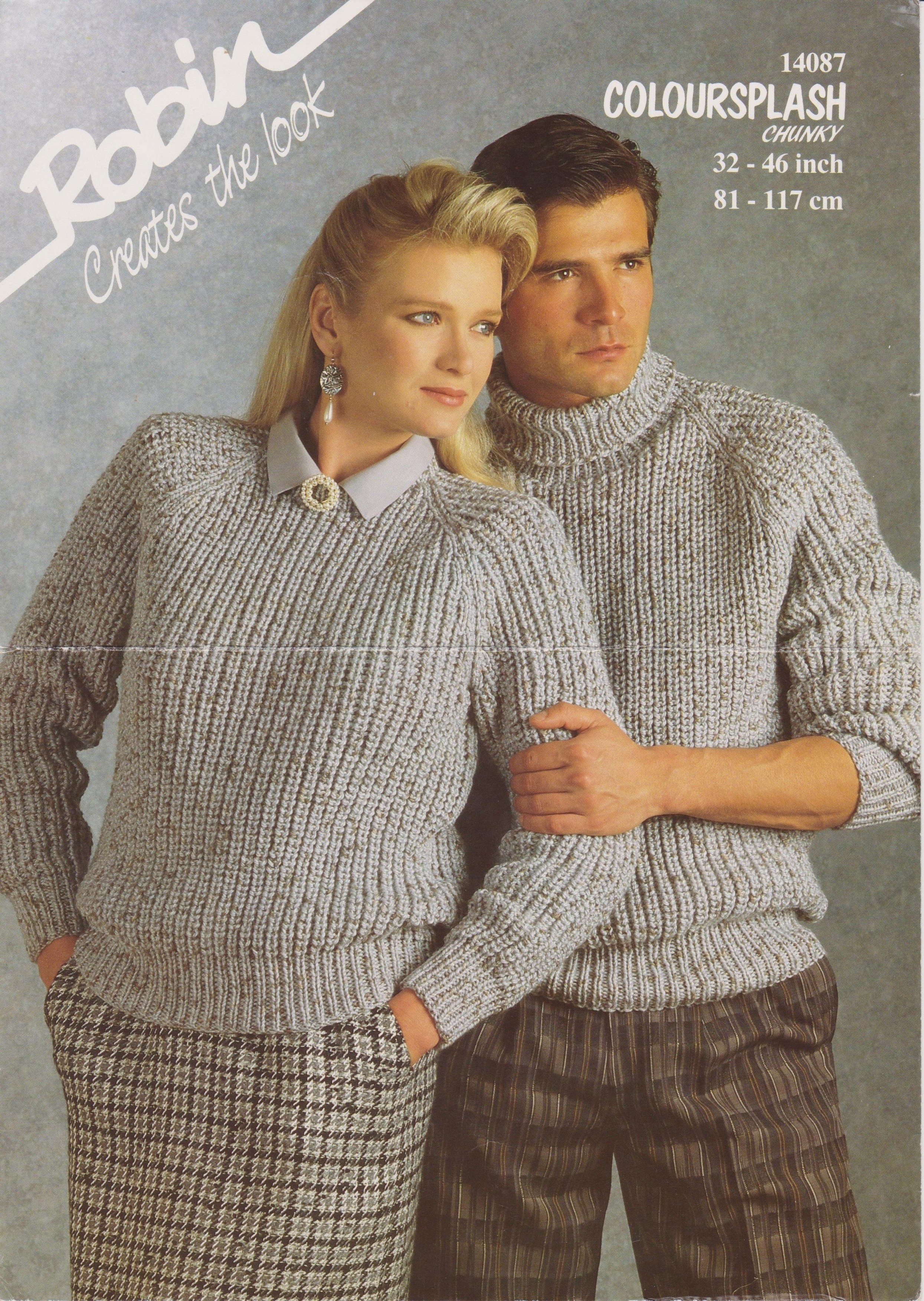 ROBIN14087 - UNISEX CHUNKY RIB SWEATERS - PDF KNITTING PATTERN