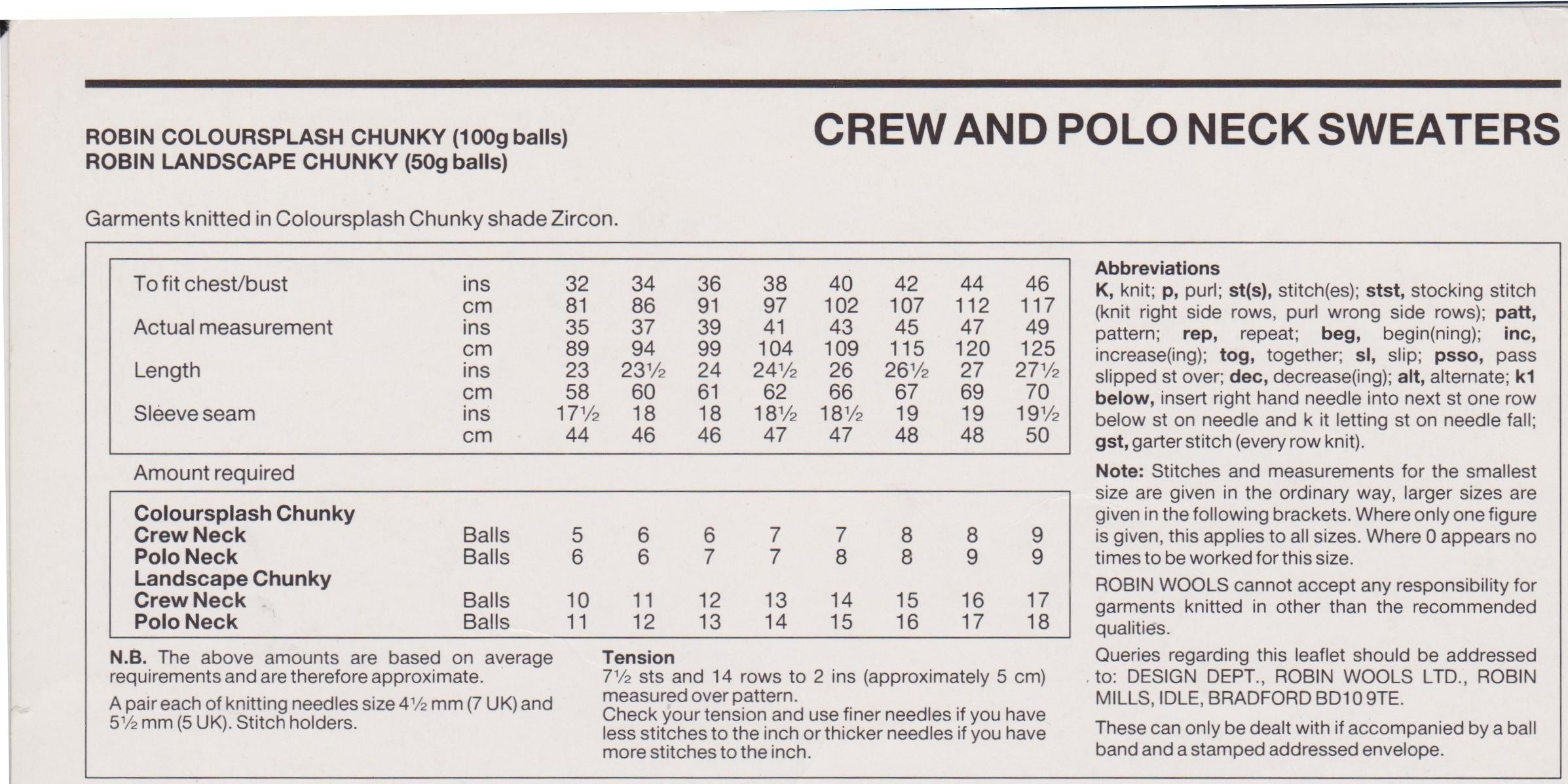 ROBIN14087 - UNISEX CHUNKY RIB SWEATERS - PDF KNITTING PATTERN