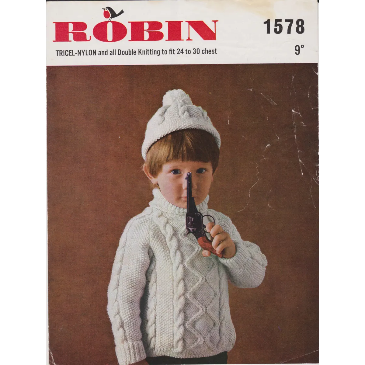 ROBIN1578 - CHILD'S CABLE SWEATER AND HAT IN DK - PDF KNITTING PATTERN