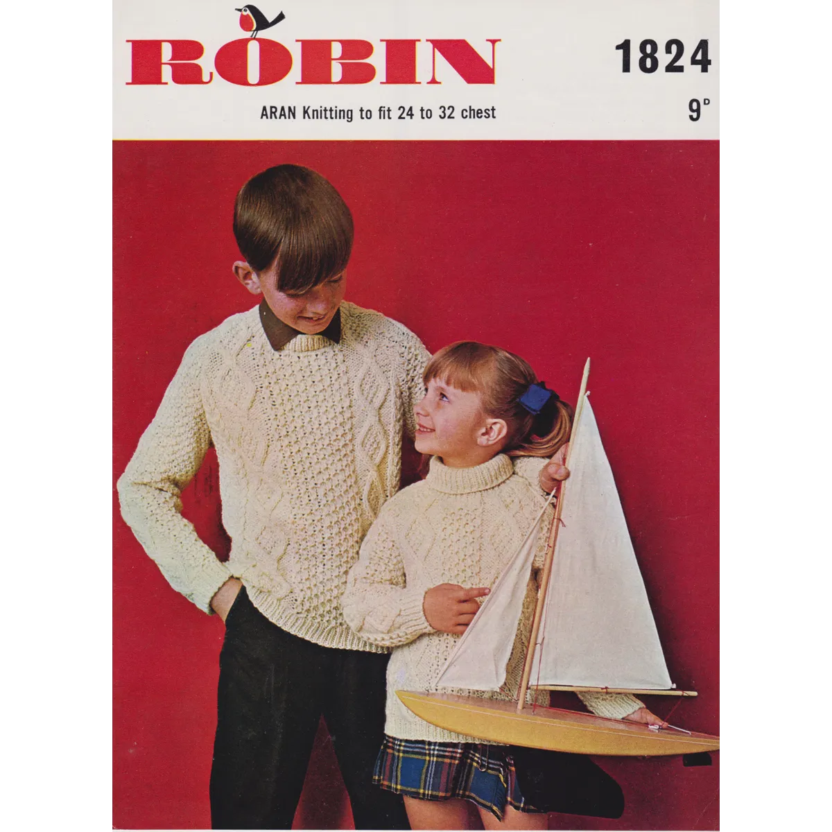 ROBIN1824 - CHILD'S ARAN CABLE SWEATER - PDF KNITTING PATTERN